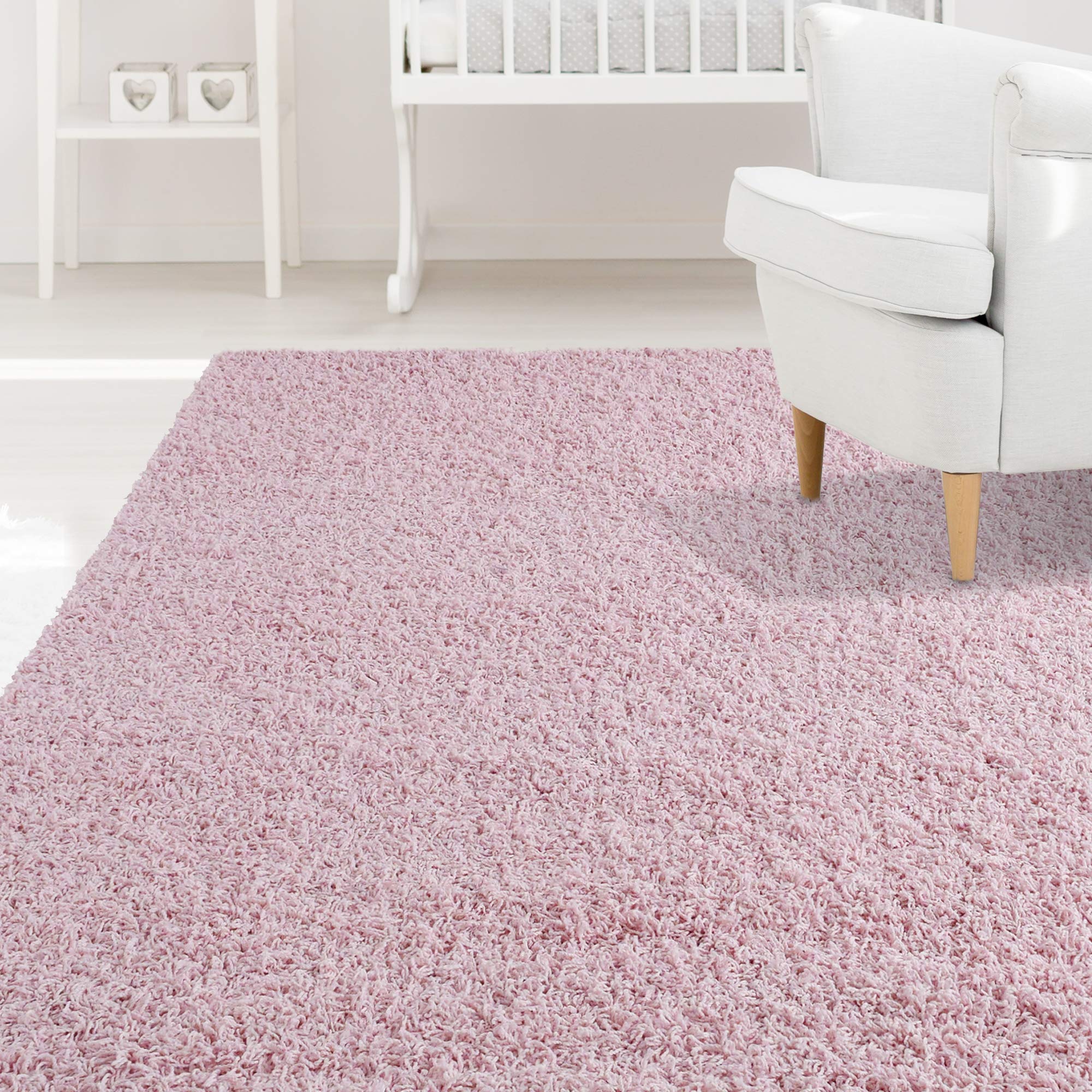 Soft Pink Shaggy Area Rug 9'x12' - Ultra Plush Kids Rug for Playroom, Nursery & Bedroom | Non-Slip Dixie Cozy Carpet for Children's Safety & Comfort | Durable Affordable Shag Rug for Home Decor