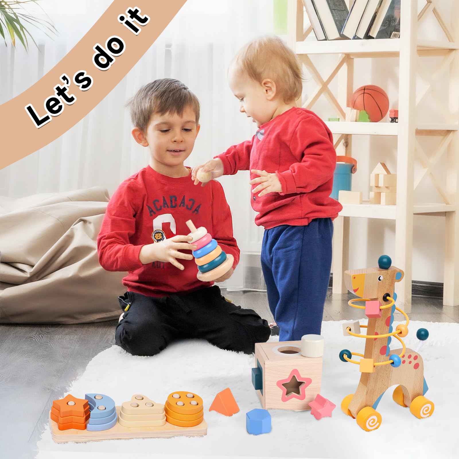 4-in-1 Wooden Montessori Toys for Kids Ages 3+ | Educational Sensory Learning Toys for Toddlers & Preschoolers | Perfect Christmas & Birthday Gifts for Boys and Girls | Ideal for Homeschooling, Daycare & Early Childhood Development