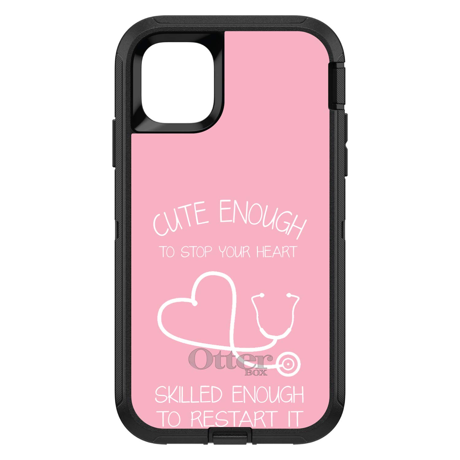 DistinctInk iPhone 13 Pro MAX Case (6.7 Inch) - Durable Protective Cover Alternative to OtterBox Defender - Pink Nurse Stethoscope Heart Design - Show Support for Healthcare Workers - Perfect for Nurses, Doctors & Medical Professionals
