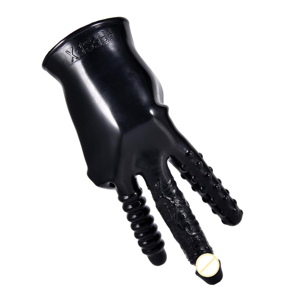 MFMYEE Finger Vibrator Sex Gloves - 5 Ribbed Dildo & Clitoral Stimulator for Women, Breast Massage & Masturbation Adult Toy (Black) | Perfect for Couples Play, Solo Pleasure & Sensual Exploration