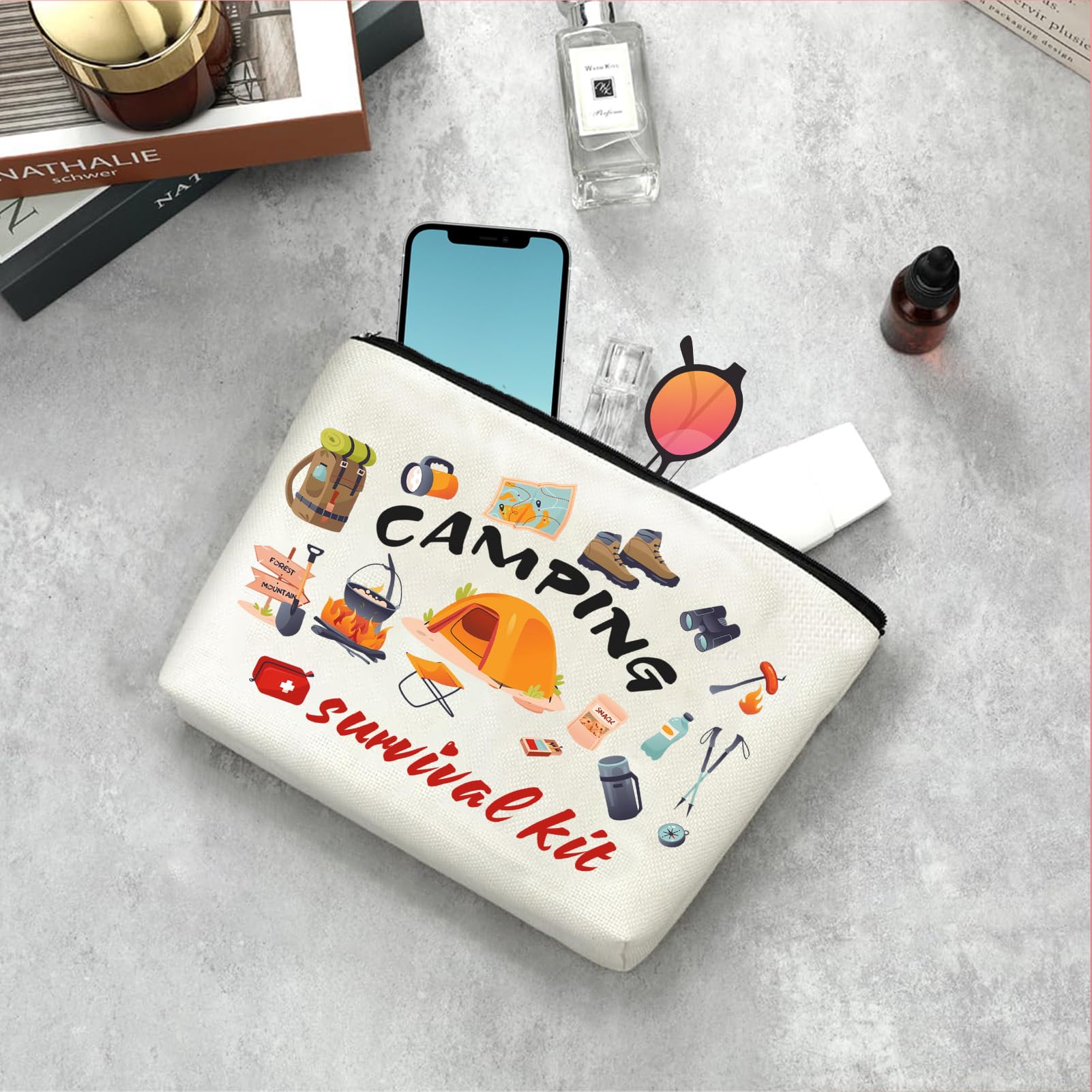 **Camping Survival Kit - Waterproof Makeup Bag with Zipper for Women | Perfect Gift for Camping Lovers, Outdoor Enthusiasts & Travelers | Great for Hiking, Backpacking & Road Trips**