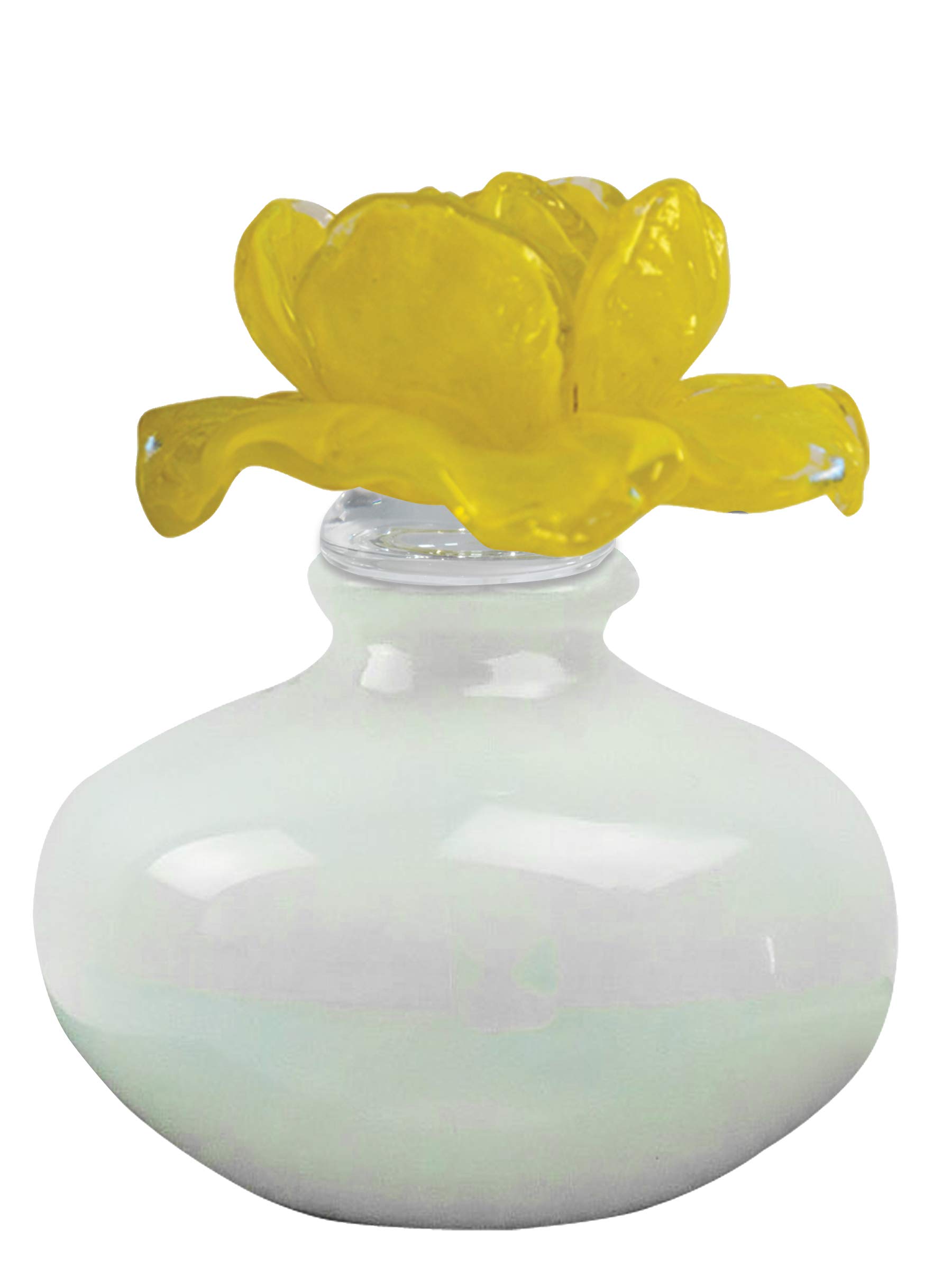 Dale Tiffany AV15156 Hand Blown Art Glass Perfume Bottle - Yellow Rose Design | Elegant Home Decor & Luxury Gift for Women, Perfect for Vanity Table, Bathroom Display or Wedding Present