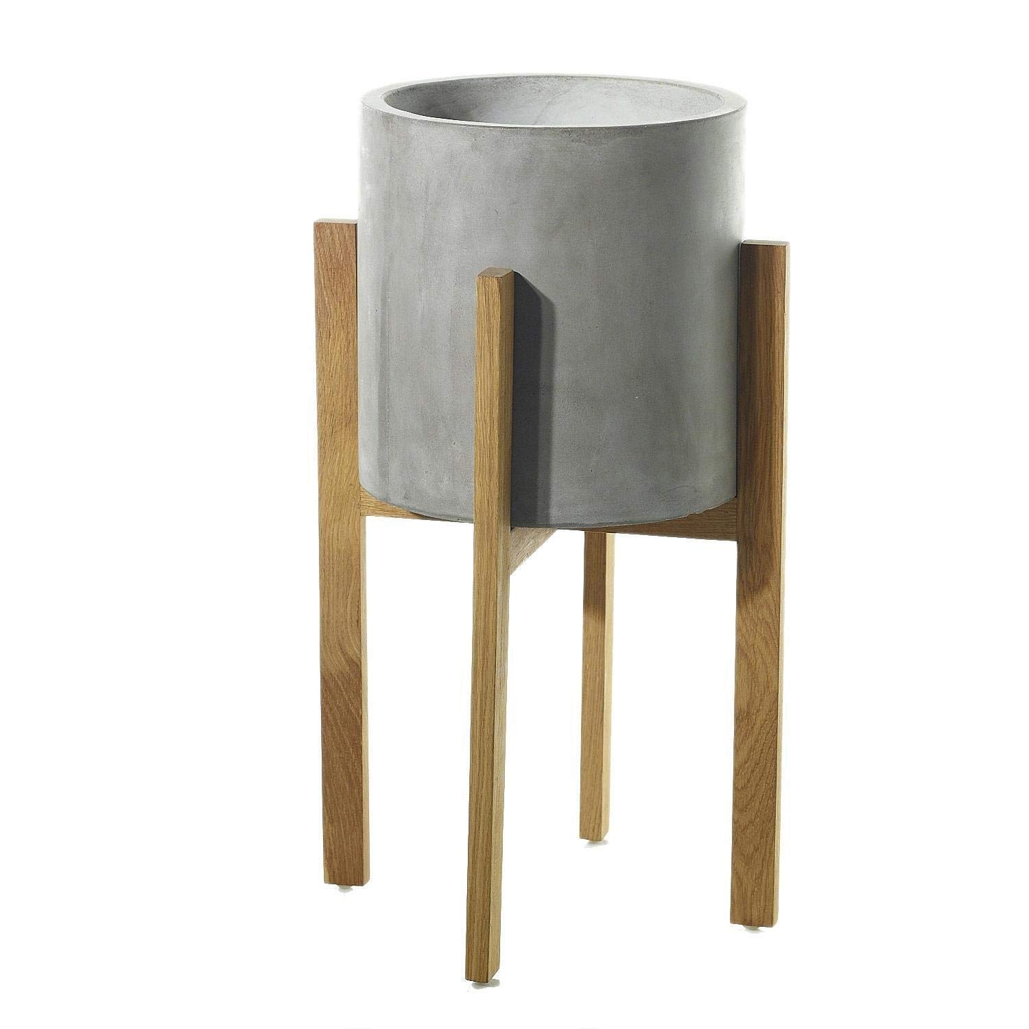 ASHLUXE Arturo Gray Stoneware Floor Vase - Large Indoor Outdoor Decorative Planter for Living Room, Patio & Garden Decor