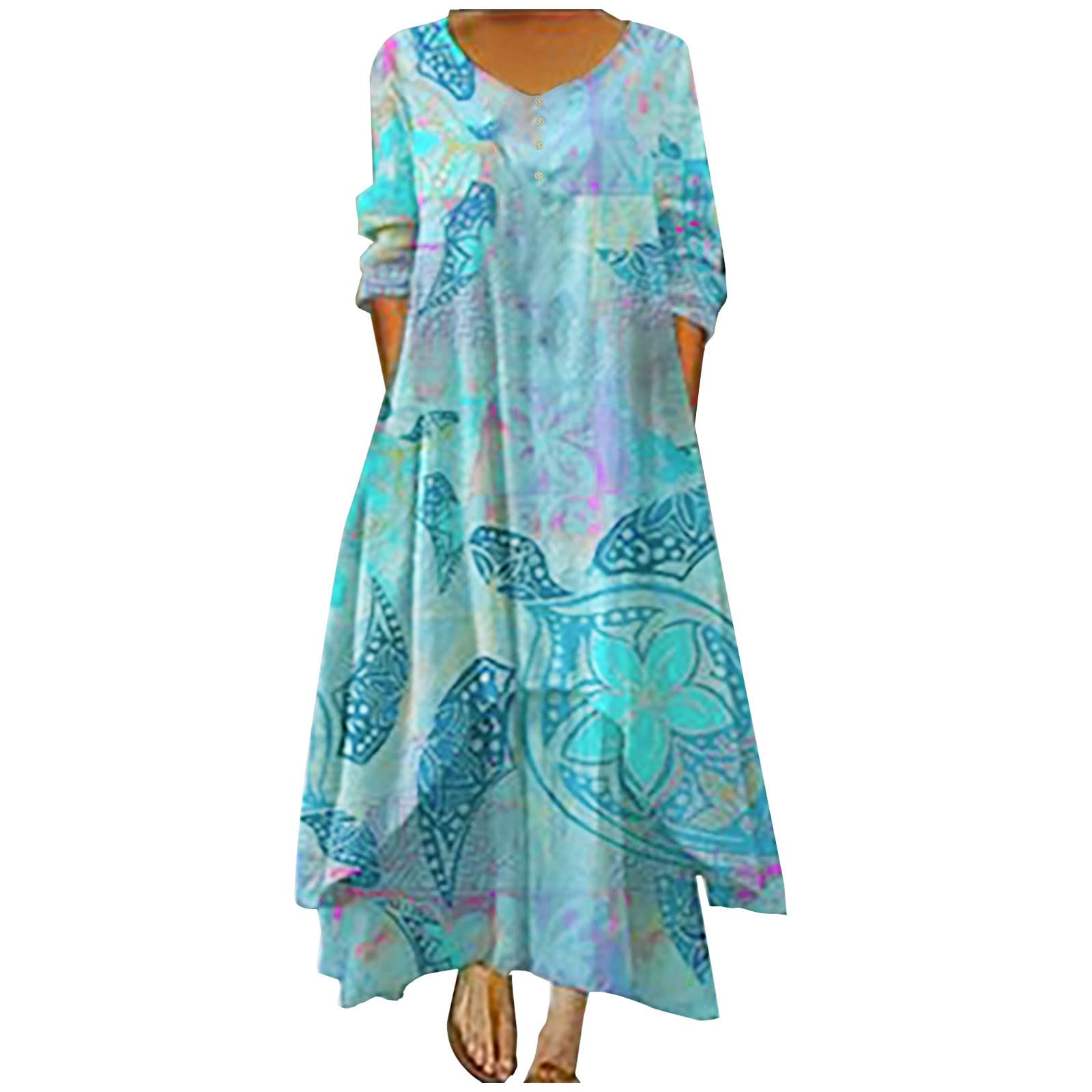 Elegant Long Sleeve Maxi Dress for Women - Boho Floral Flowy Sundress for Wedding Guest, Fall Casual Wear | Perfect for Autumn Weddings, Parties & Boho-Chic Outfits