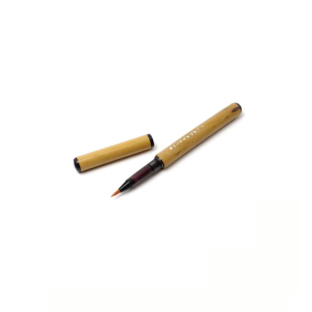Premium Akashiya Natural Bamboo Brush Pen with Paulownia Wood Gift Box - Perfect for Calligraphy, Watercolor Painting & Japanese Art