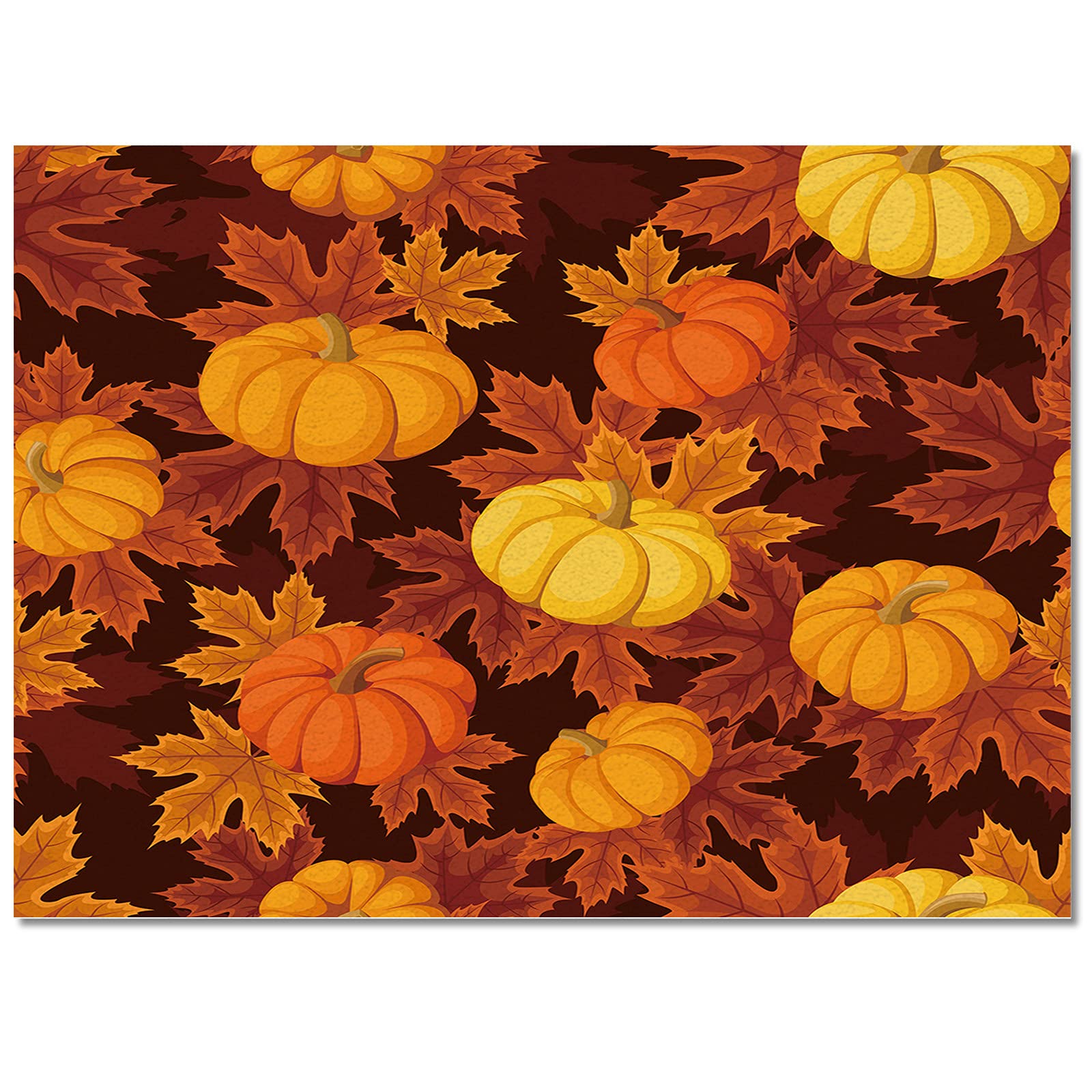 Thanksgiving Rectangular Area Rug 2'7'' x 5' - Large Indoor Outdoor Carpet for Living Room, Dining Room, Bedroom, Patio & Deck - Fall Decor with Pumpkin and Maple Leaf Design - Perfect for Holiday Gatherings & Seasonal Home Decor