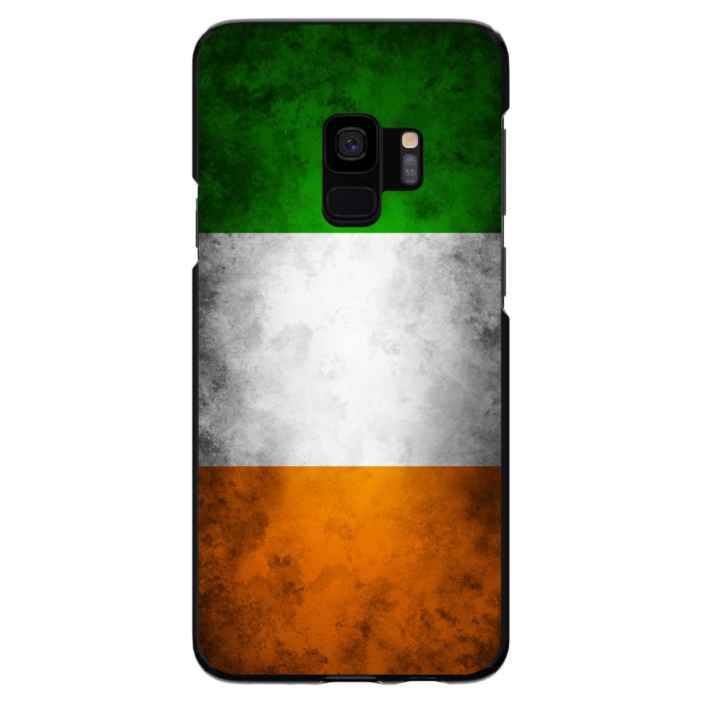 DistinctInk Ultra Slim Hard Plastic Case for Samsung Galaxy S9 (Not Plus) - Custom Black Cover with Ireland Flag Design - Perfect for Travel, St. Patrick's Day & Irish Pride Display