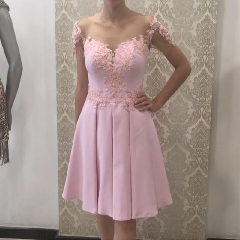 Elegant A-Line Satin Homecoming Dress with Lace Appliques & Cap Sleeves - Perfect for Prom, Formal Dances, and Special Occasions
