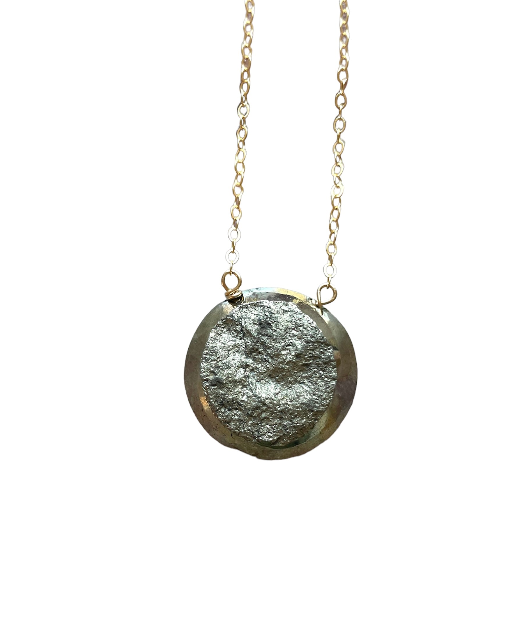 Pyrite Pendant Necklace - 14K Gold Filled Chain - Healing Crystal Jewelry for Women - Perfect for Everyday Wear & Spiritual Protection