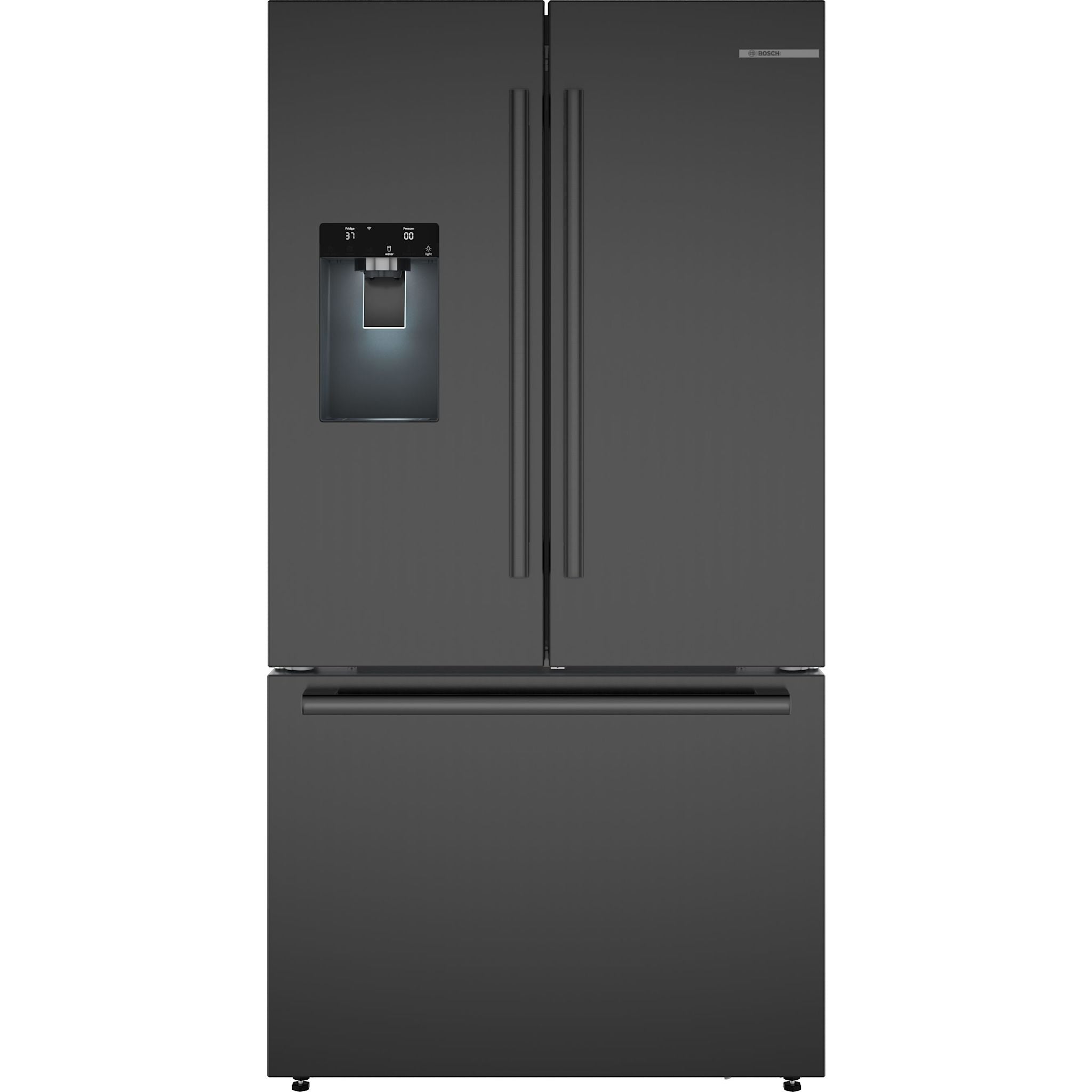 Bosch 36 Inch French Door Refrigerator with Counter Depth - B36CD52SNB in Brushed Black Steel - Perfect for Modern Kitchens and Open Floor Plans