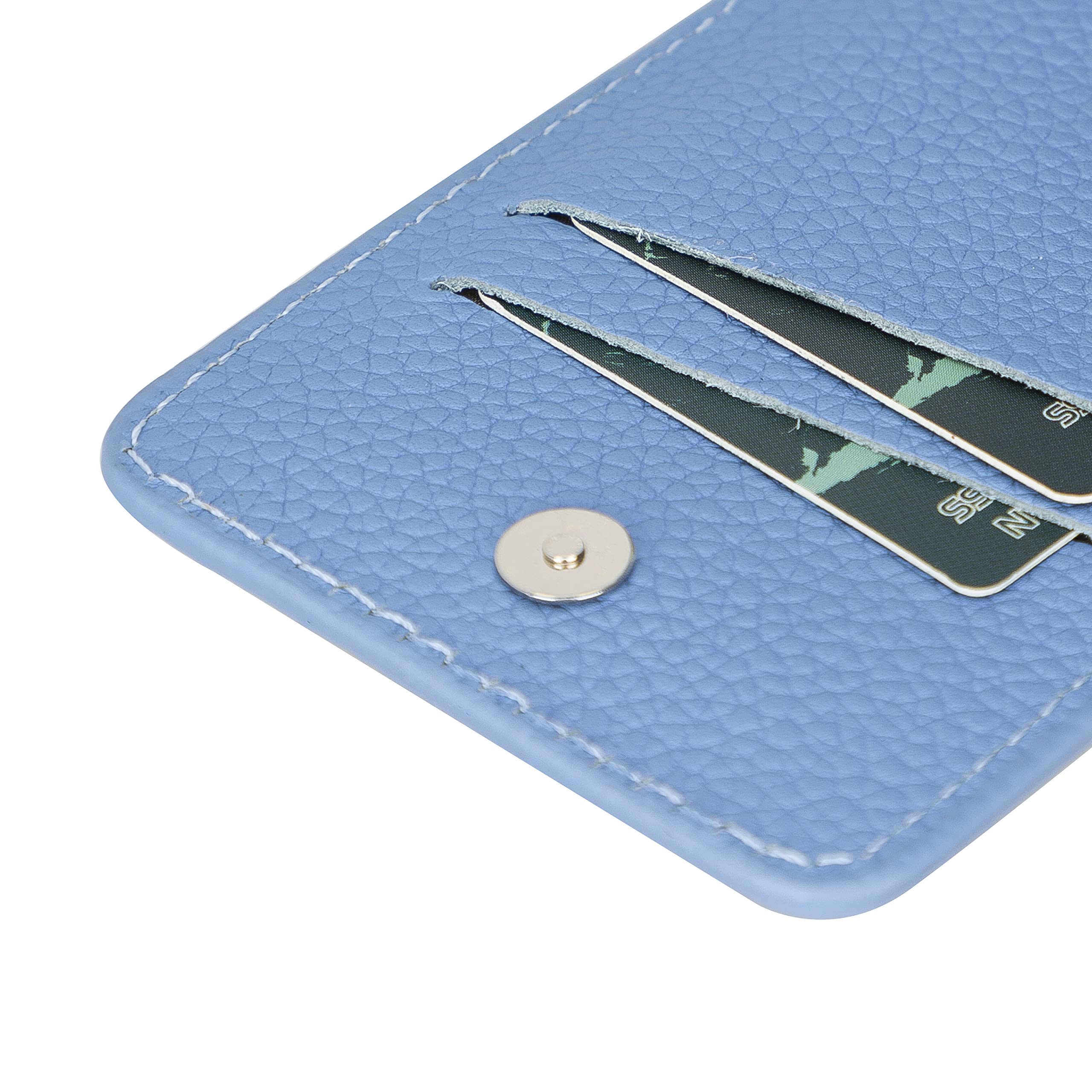 Crossbody Phone Case for iPhone 15 Pro Max & Samsung S24 - Light Blue Shoulder Strap Wallet Case | Hands-Free Convenience for Travel, Shopping & Outdoor Activities