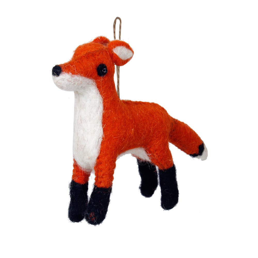 Fox Felted Car Hanging Ornament - Rear View Mirror Decoration for Cars, Home & Porch - Cute Fox Crystal Glass Accessory for Vehicle Interior Styling & Gift Giving