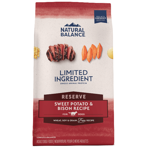 Natural Balance Reserve Sweet Potato & Bison Recipe Dry Dog Food - 22lb Bag | Grain-Free, High Protein Dog Food for All Breeds | Perfect for Active Dogs & Sensitive Stomachs