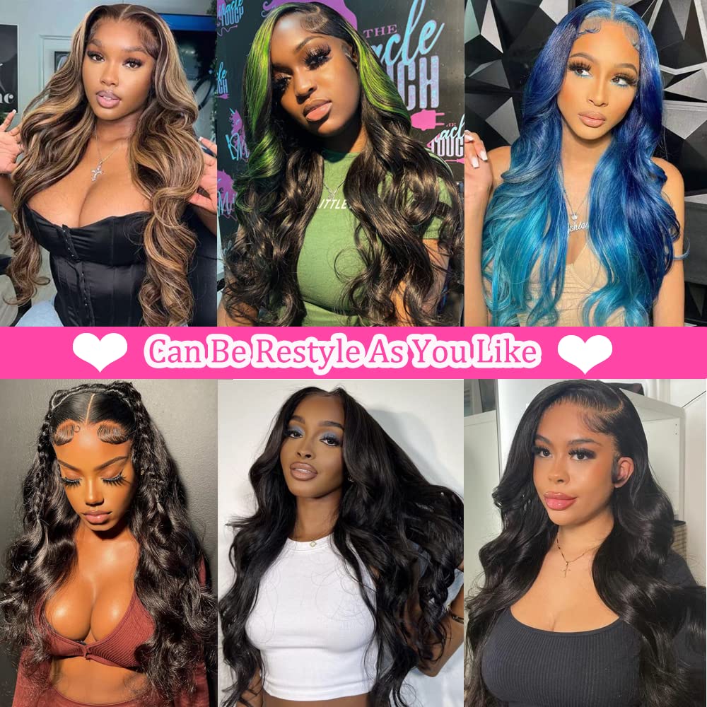 30 Inch Body Wave Lace Front Wigs Human Hair - Pre Plucked 180 Density 13x4 Transparent HD Lace Frontal Glueless Wig with Baby Hair - Natural Black Human Hair Wig for Women - Perfect for Daily Wear, Parties, Cosplay & Special Occasions