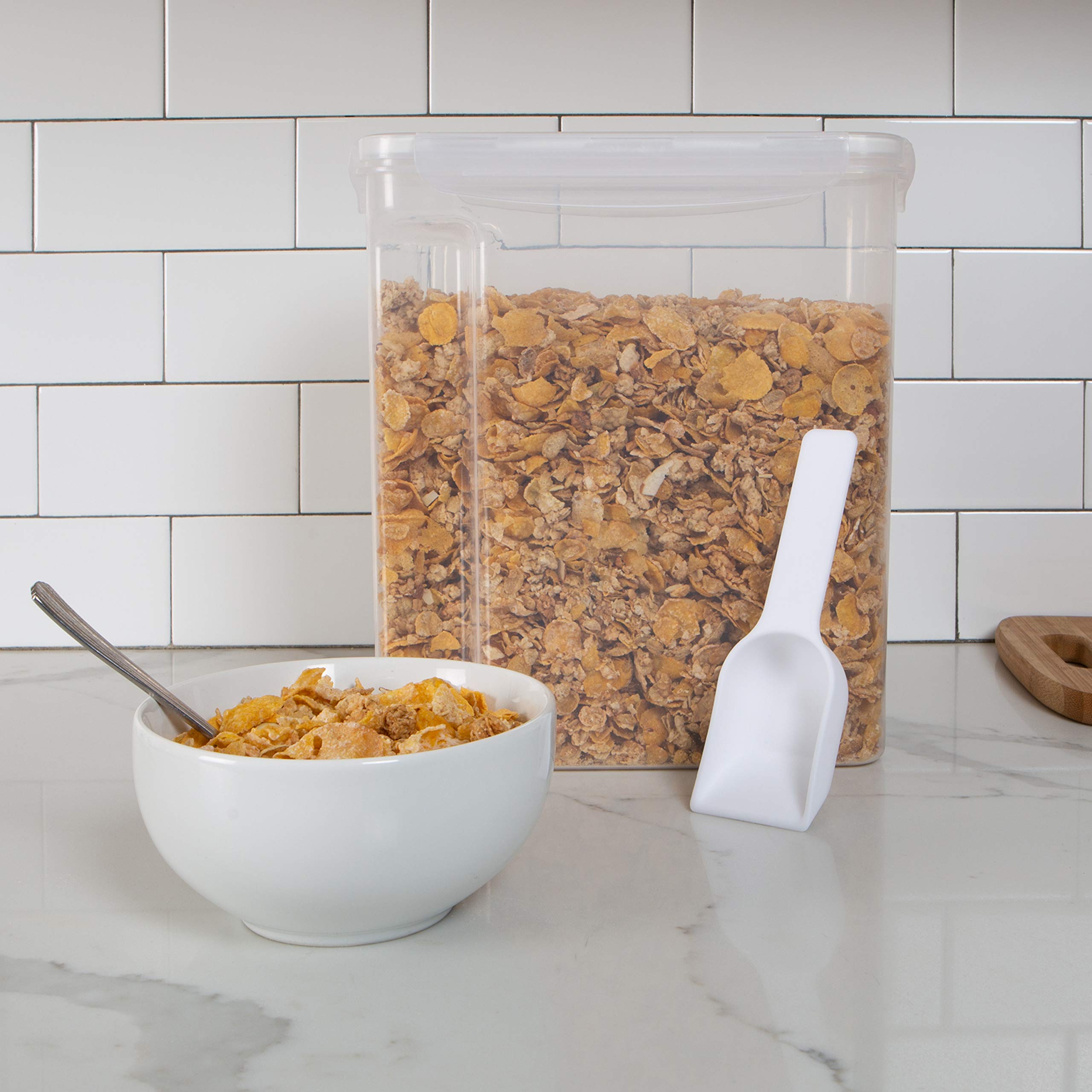 2 Pack Airtight Cereal Storage Containers with Scooper - Medium Clear Food Storage Bins for Kitchen & Pantry Organization - Keep Cereal, Snacks, and Dry Foods Fresh - Perfect for Breakfast, Baking, and Meal Prep