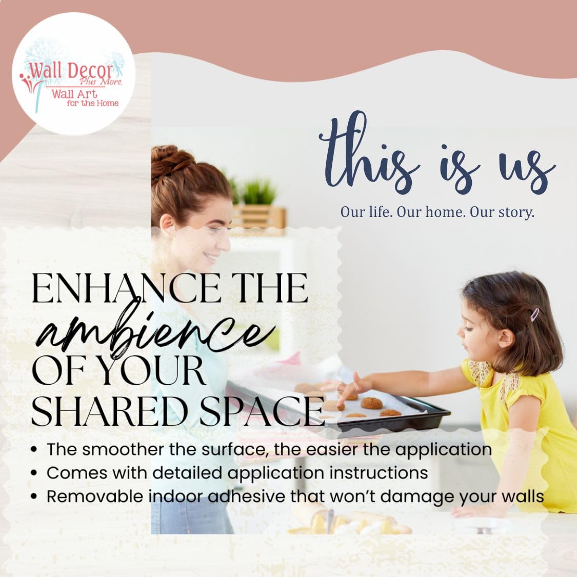 This is Us Our Life Home Story - Matte Vinyl Wall Decal Sayings for Wall Décor - Die-Cut Vinyl Wall Art - Inspirational Decals for Kitchen & Dining Room - 36