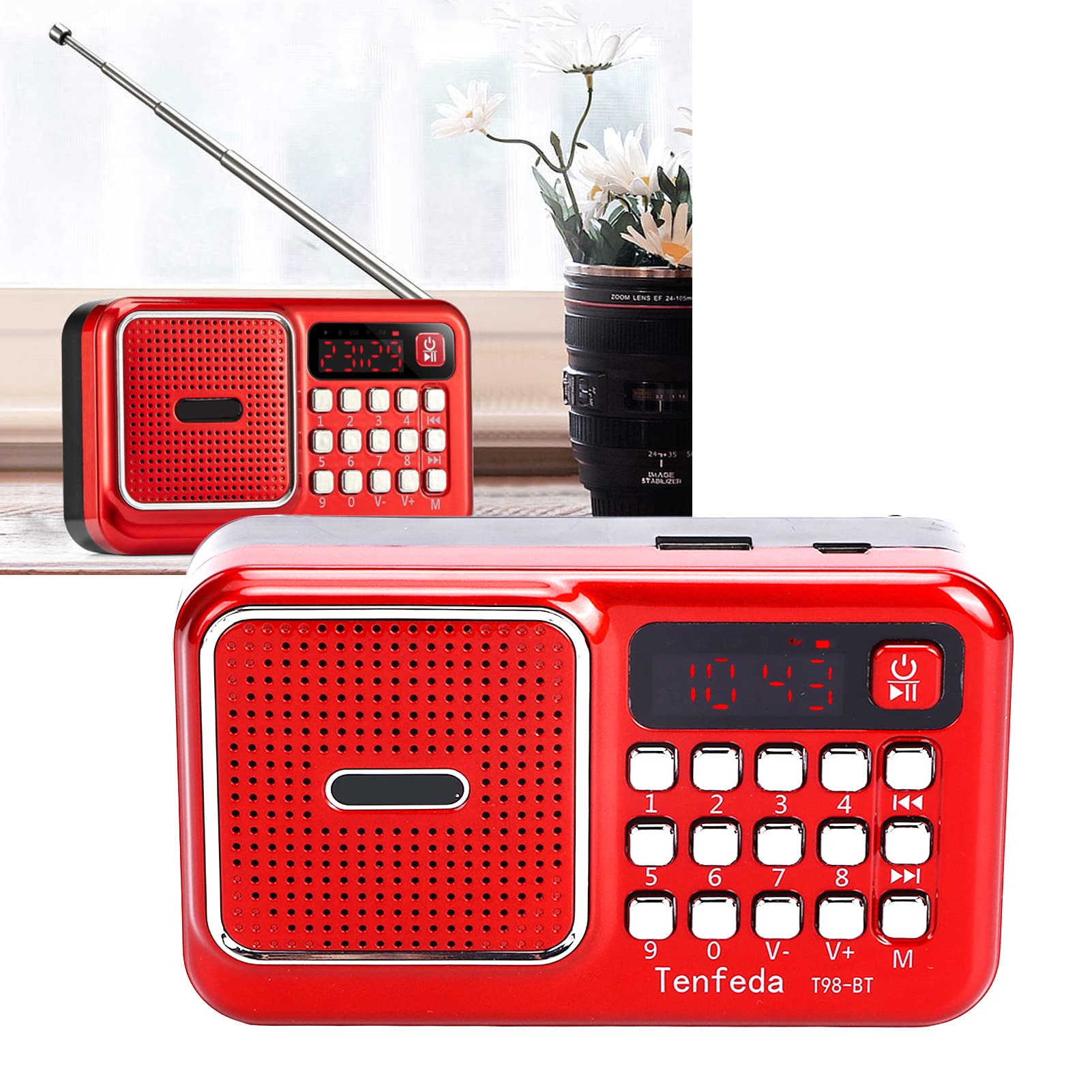 Portable Shortwave AM FM Radio with LCD Display, MP3 Player & Bass Speaker - Battery or USB Powered for Home, Office, Travel & Emergency Use