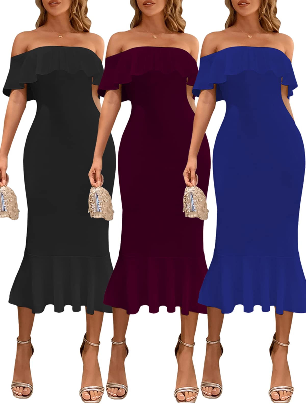 Elegant Women's Long Sleeve Wrap V-Neck Bodycon Maxi Dress for Cocktail Party, Evening Gala & Special Occasions | Flattering Sexy Figure-Hugging Design