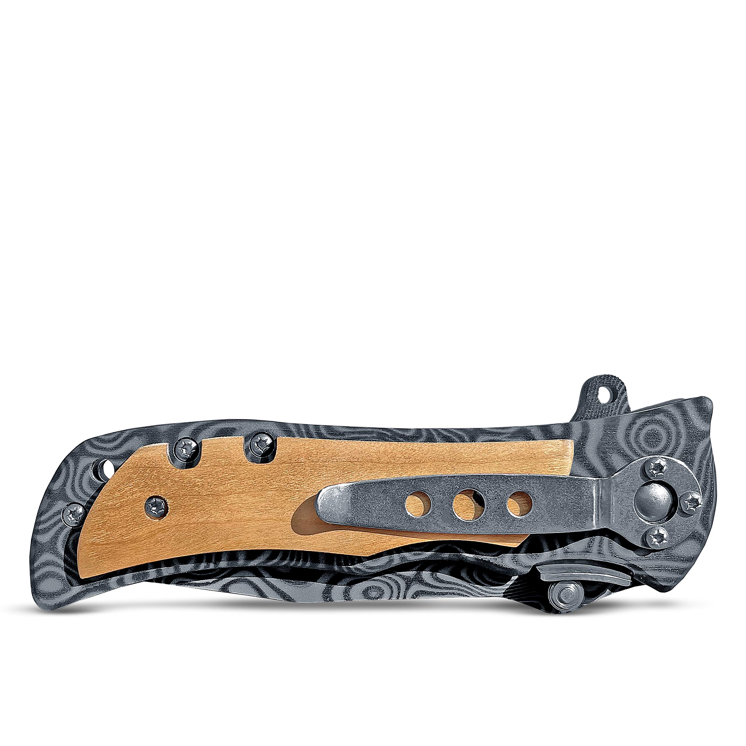 Personalized Engraved Pocket Knife Gift Set for Men - Custom Name Engraving with Premium Wooden Box - Father's Day, Anniversary & Outdoor Camping Gifts
