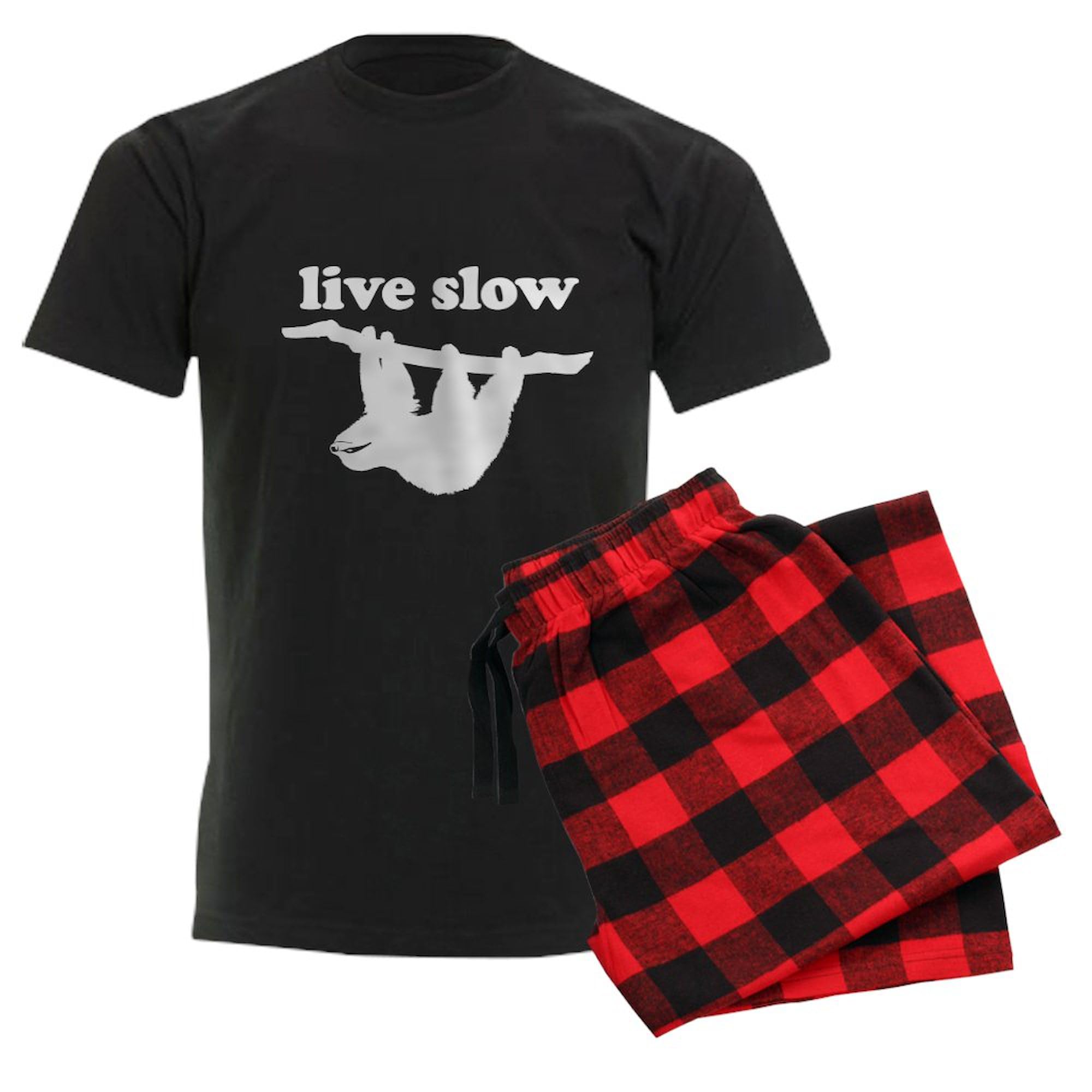 Live Slow Sloth Pajamas for Men - Soft & Comfortable Novelty Sleepwear Set - Perfect for Lounging, Sleepovers & Relaxing at Home