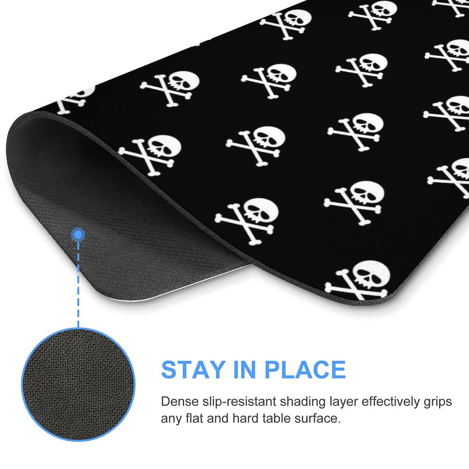 Skull Bone Pirate Gaming Mouse Pad - Durable, Non-Slip, Waterproof Mouse Mat for PC & Laptop - 18x22cm Office & Home Desk Accessory - Perfect for Gamers, Programmers & Office Workers