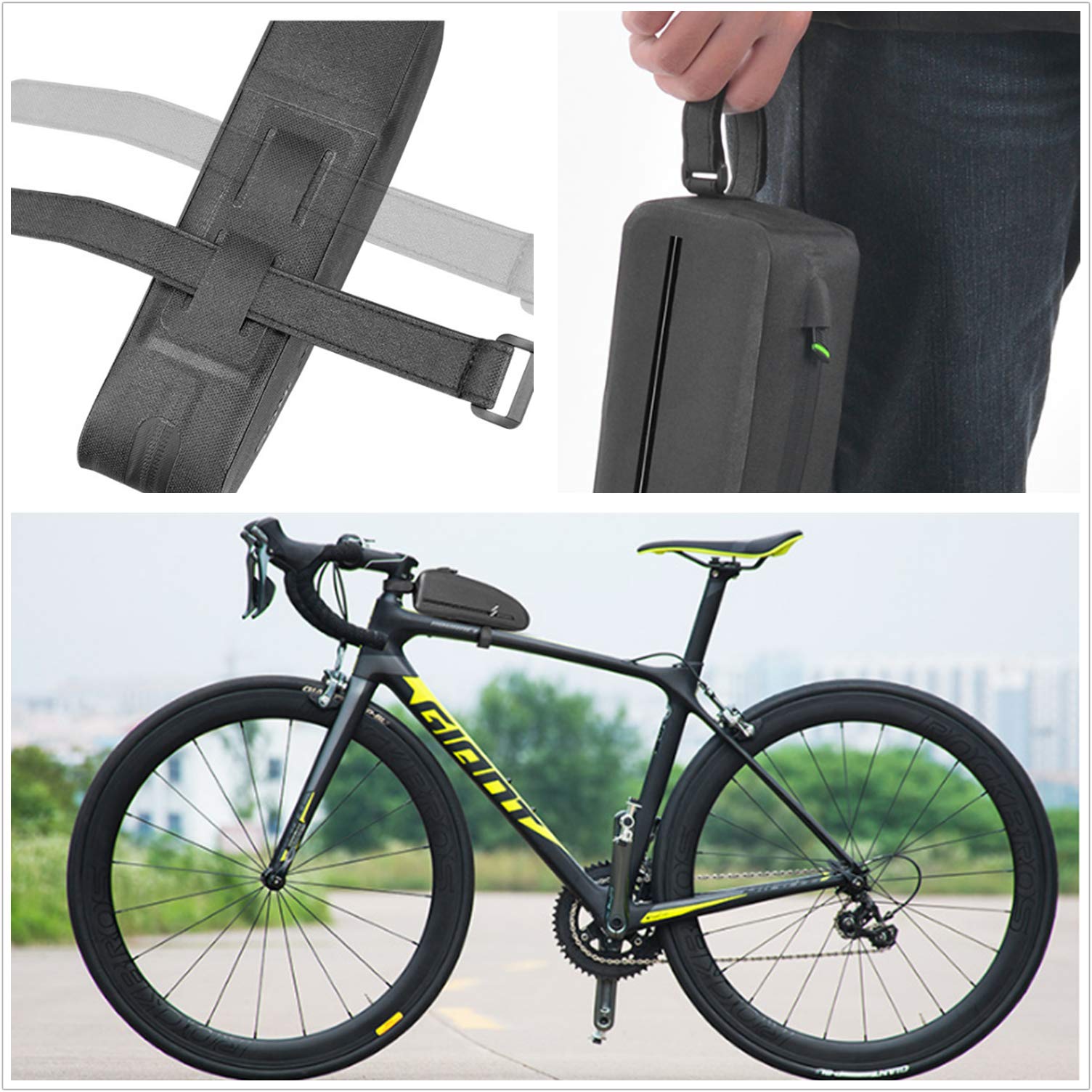 **Waterproof Bike Phone Frame Bag - Large Capacity Top Tube Pack for Cycling | Durable Bicycle Accessories Pouch for iPhone, Android Phones | Perfect for Commuting, Mountain Biking & Road Trips**