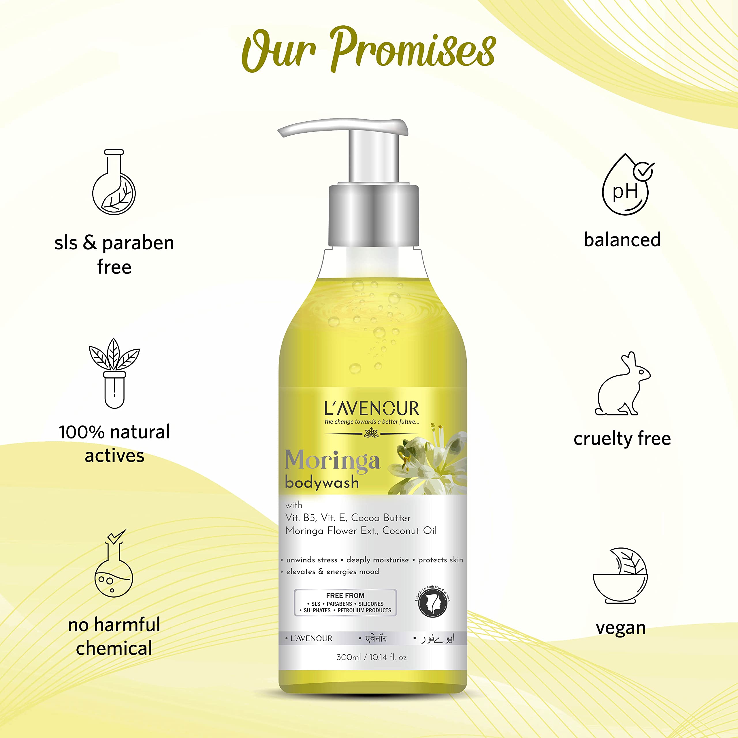 L'avenour Arabian Musk & Moringa Body Wash Combo Set - Moisturizing Shower Gel for Soft, Smooth Skin - Women & Men - Perfect for Daily Shower & Spa Relaxation