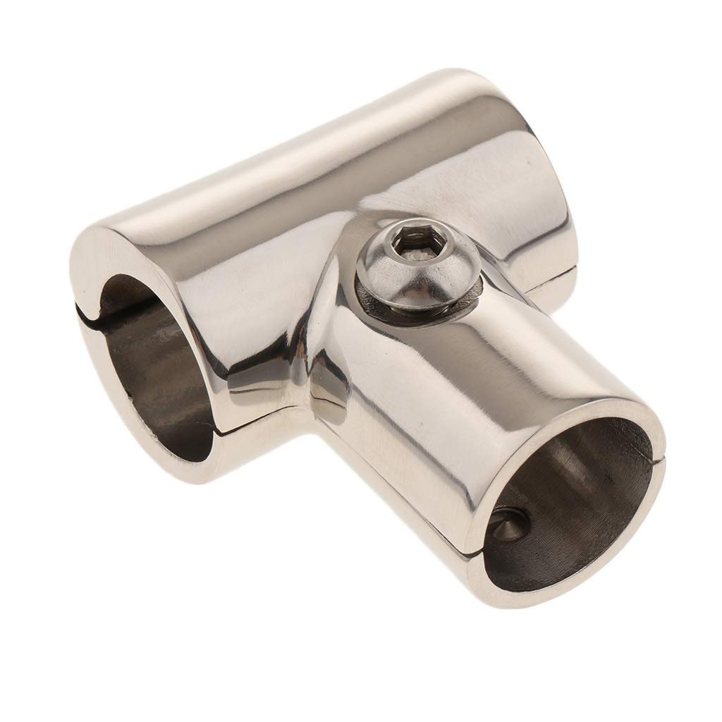 Stainless Steel 90 Degree Tee Fitting for Marine Hand Rail - 22mm Tube Boat Accessories (Silver) | Perfect for Yacht, Kayak & Small Boat Deck Railings