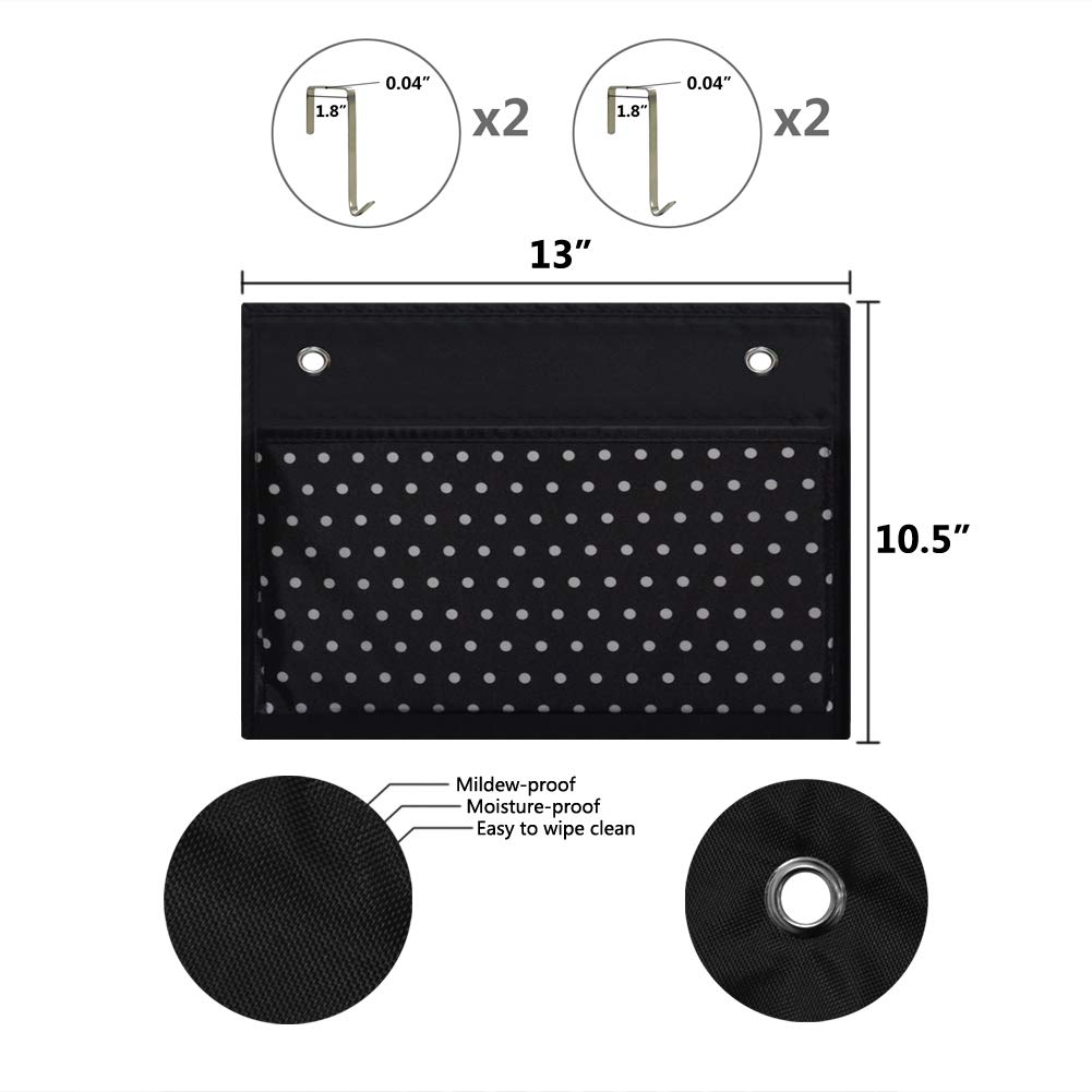 Eamay Wall Mount & Over Door File Organizer - 4 Large Hanging Storage Holders for Office Documents, School Supplies, Classroom & Home Organization (White Dots Pattern) | Perfect for Office Filing, Teacher Supplies & Home Office Storage