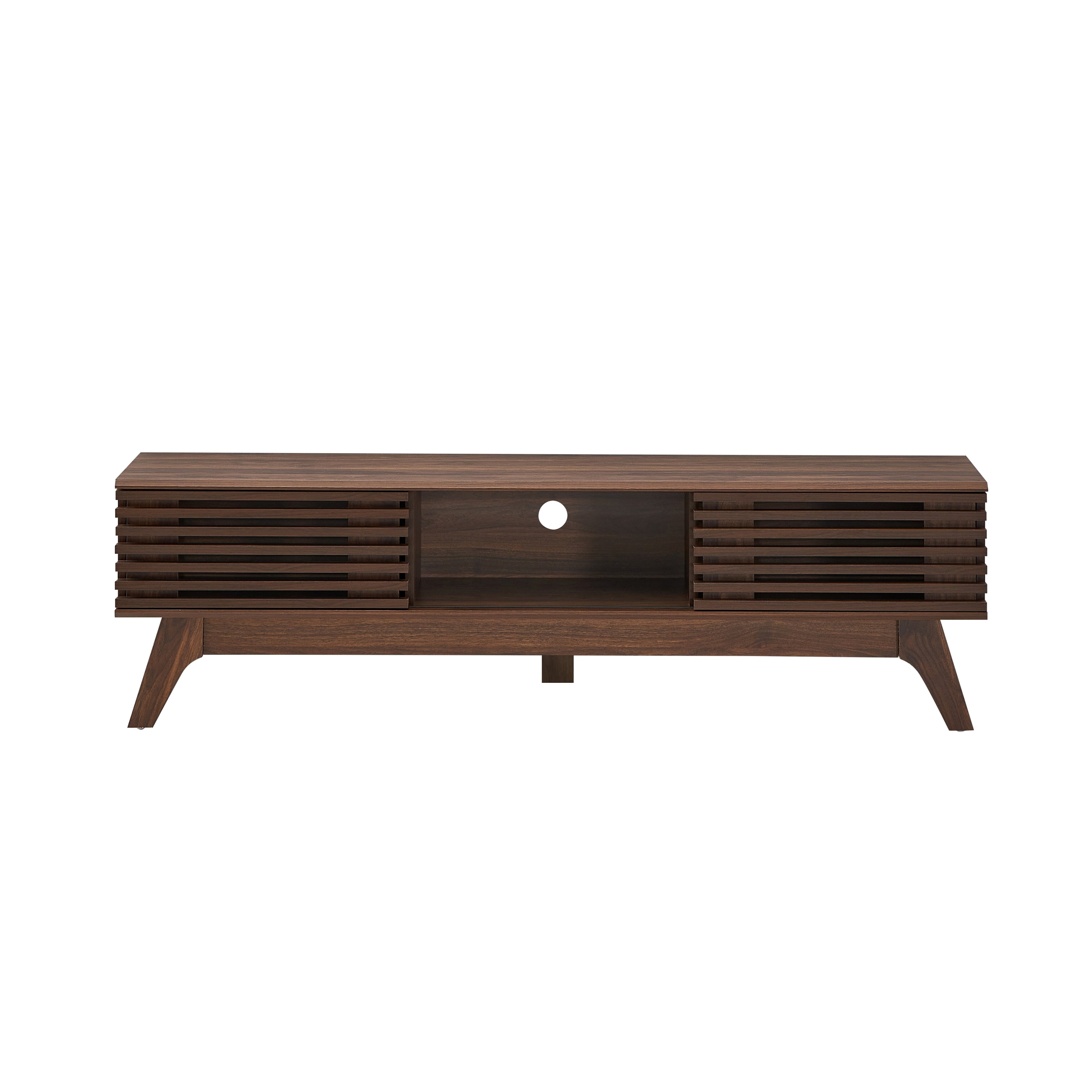 Camille Wooden Lowline Entertainment Unit TV Stand 150cm - Solid Walnut TV Cabinet for Living Room, Bedroom & Home Theater