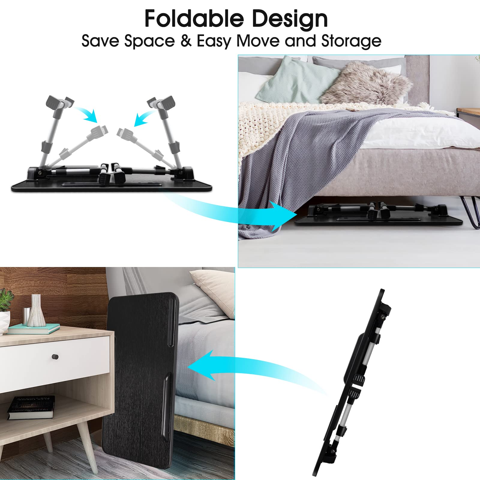Adjustable Laptop Lap Desk with Cooling Fan & Storage Drawer - Ergonomic Bed Table for 17.3