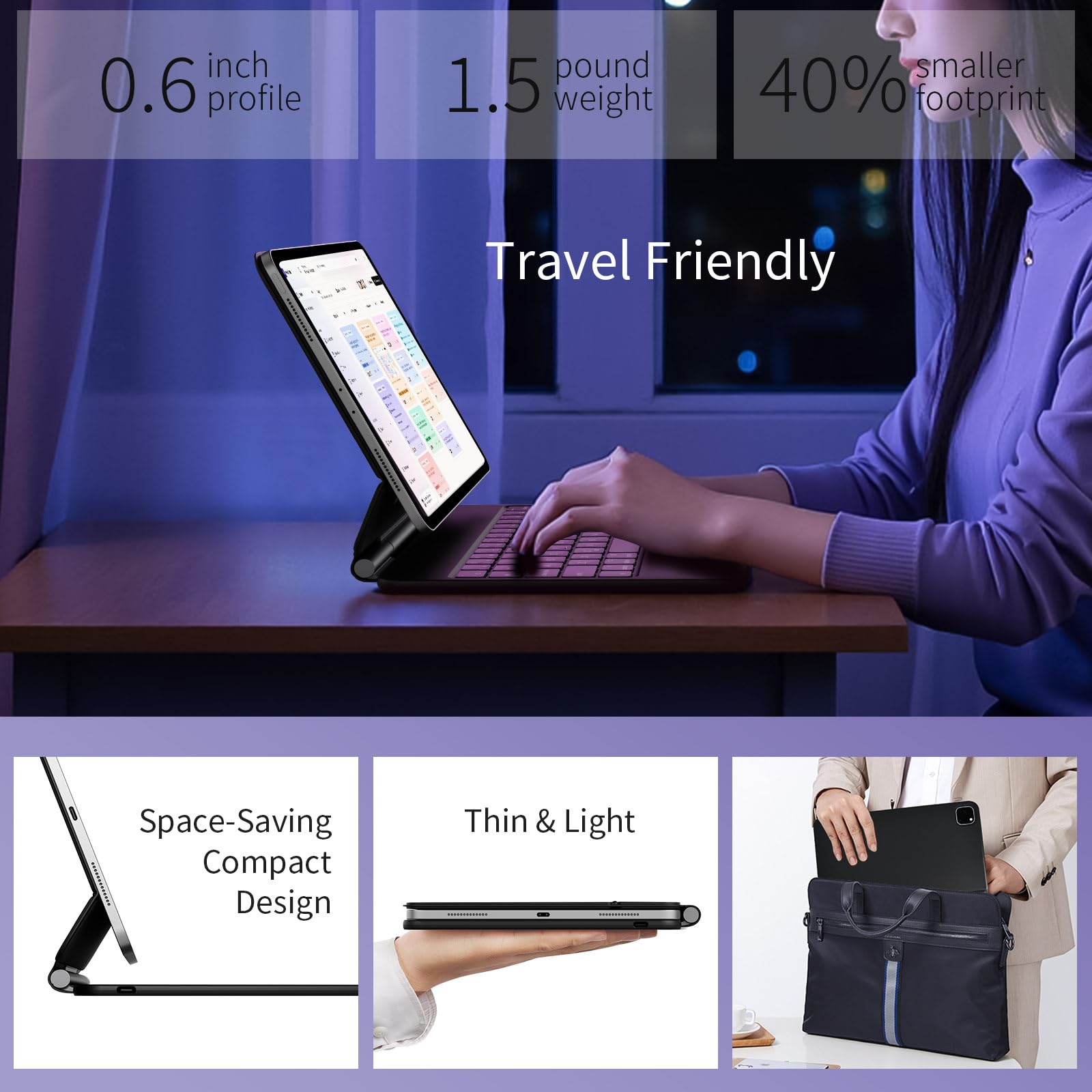 Floating Cantilever Keyboard Case for iPad Air 11'' (M3 2025/M2 2024) & iPad Pro 11'' 1-4th Gen - Slim Magic-Style Trackpad Cover with Ergonomic Typing | Compatible with iPad Air 5th/4th Gen | Lightweight 1.5lbs Black | Perfect for Work, Travel & Creative Projects