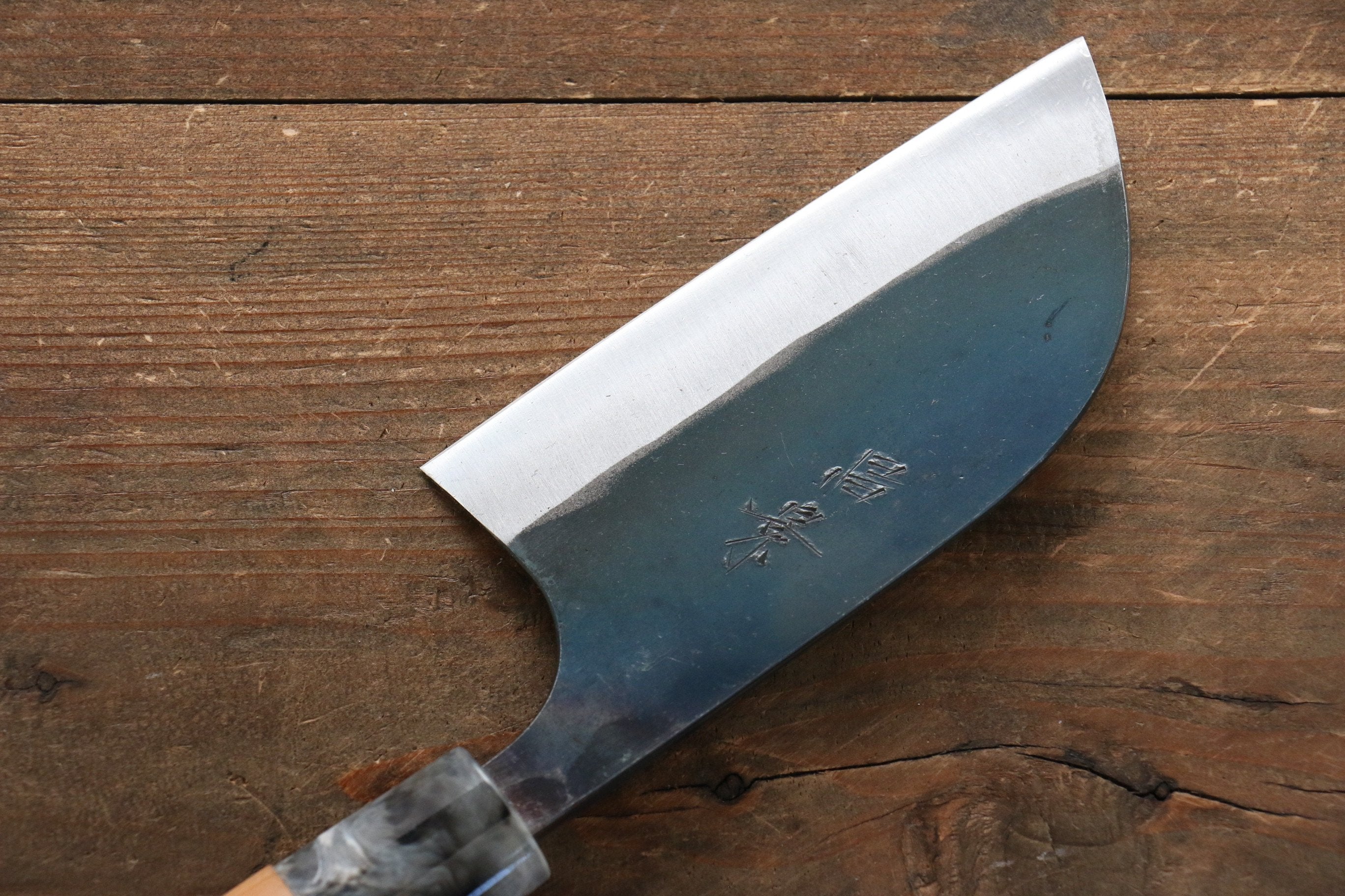 Masakage Mizu Blue Steel No.2 Kamagata Utility Knife 115mm - Japanese Black Finished Blade with American Cherry Wood Handle - Perfect for Sushi, Meat Slicing & Precision Kitchen Tasks