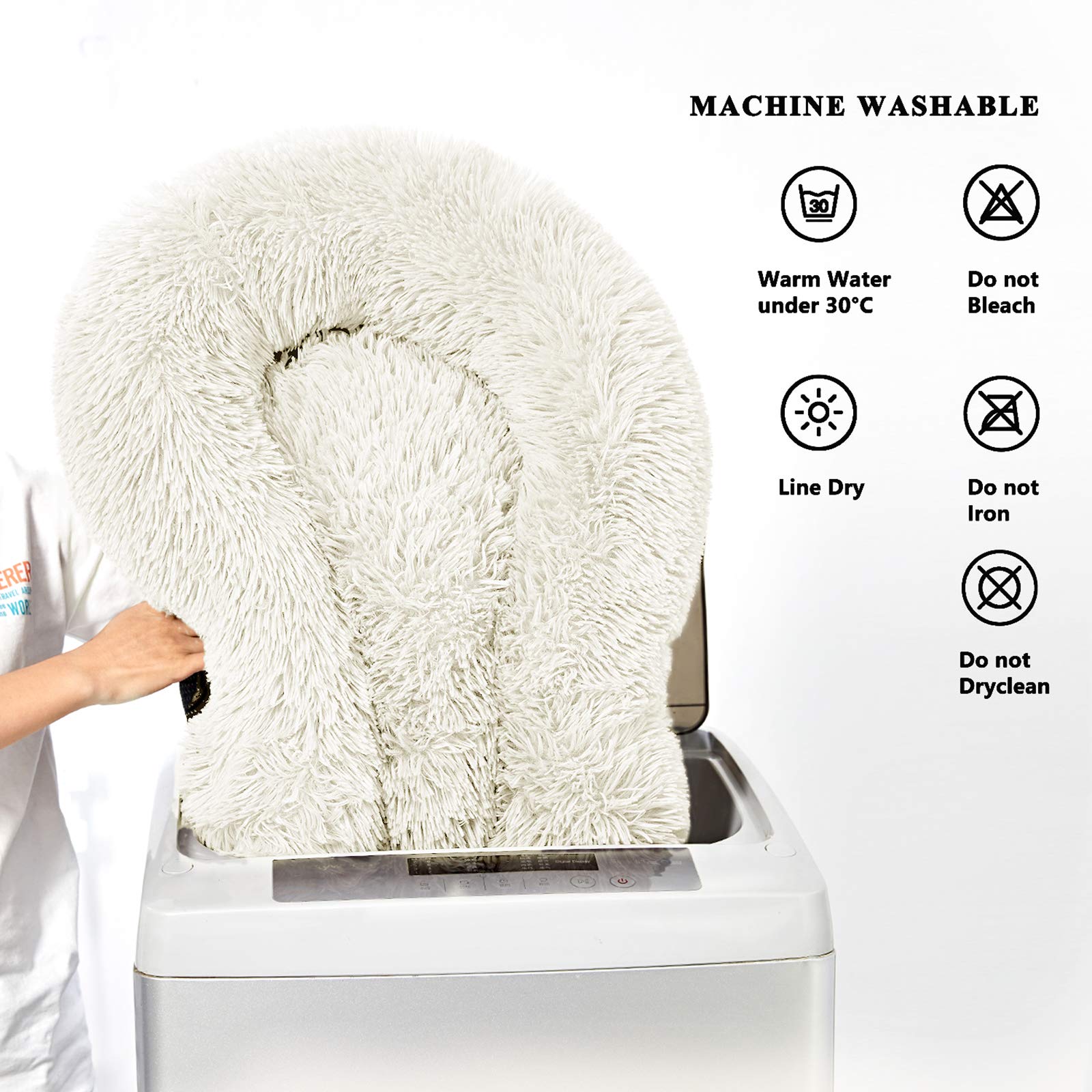 Washable Round Donut Dog Bed for Small Dogs - Soft & Comfy Calming Cuddler Pet Bed - Perfect for Puppies, Travel & Home Use