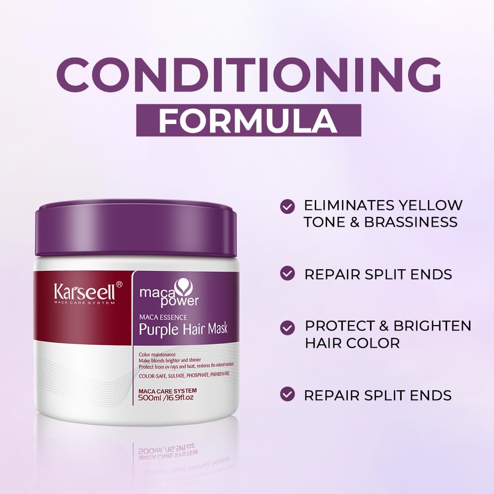 Karseell 2 Pack Maca Power Hair Mask with Collagen - Deep Repair Conditioning Treatment for Damaged Hair | Hair Growth & Hydration for Dry, Frizzy Hair - Perfect for Salon Quality At-Home Hair Care