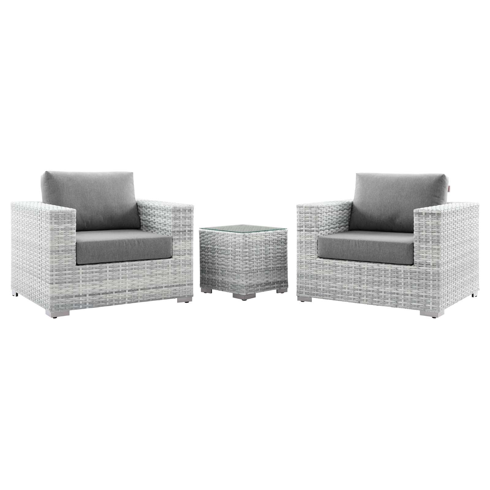 Convene 3-Piece Outdoor Patio Furniture Set - Durable Wicker Sofa & Coffee Table for Garden, Poolside, and Backyard Relaxation