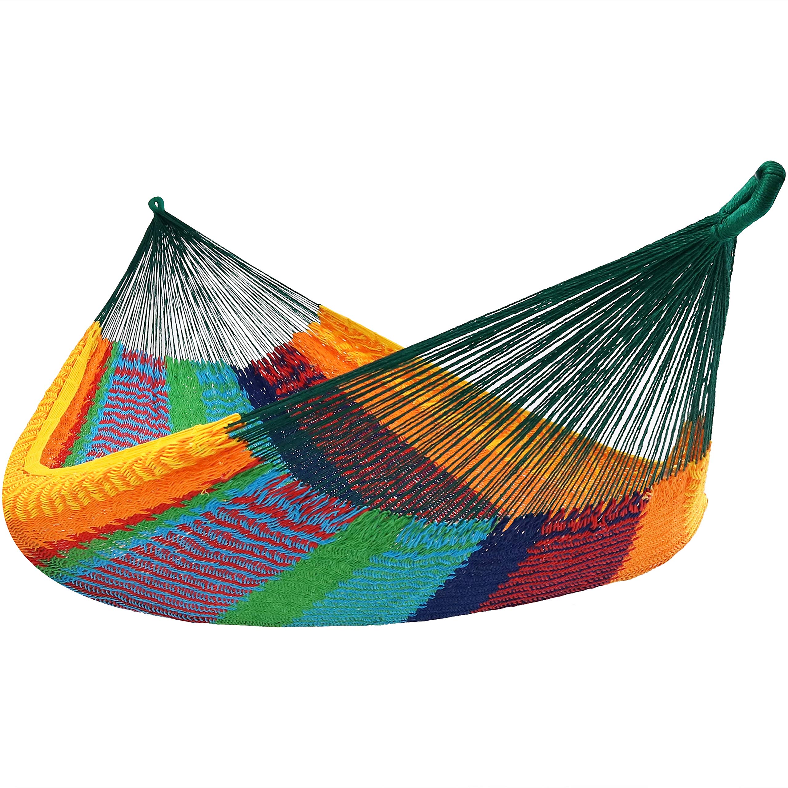 Sunnydaze XXL Heavy-Duty Mayan Double Hammock - 625 lb Capacity Outdoor Hammock with Thick Handwoven Cords - Multicolor for Backyard, Camping & Beach Relaxation
