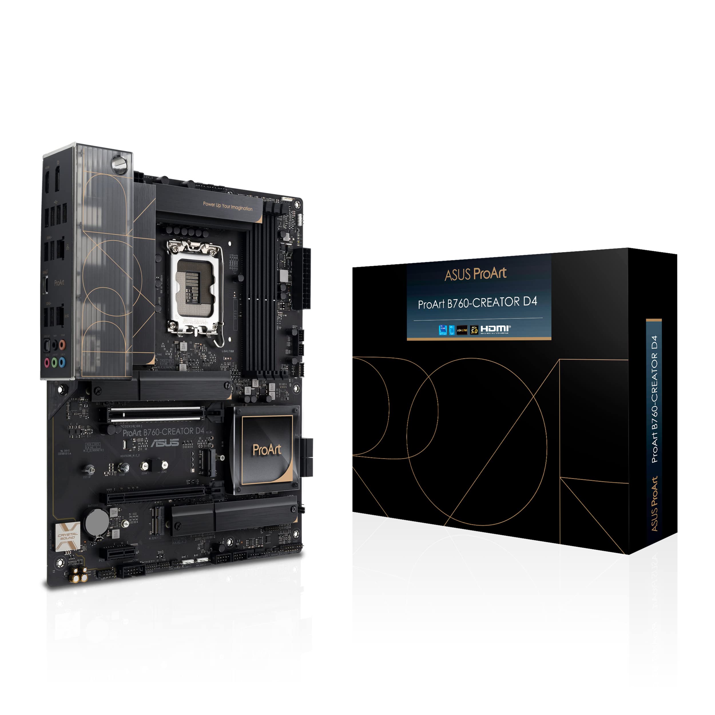 ASUS ProArt B760-CREATOR D4 Intel LGA 1700 ATX Motherboard for Content Creators - DDR4, PCIe 5.0, 3x M.2 Slots, Dual LAN (2.5Gb & 1Gb), USB 3.2 Gen 2x2 Type-C, Thunderbolt (USB4®) Header - Ideal for Video Editing, 3D Rendering & Professional Workstations