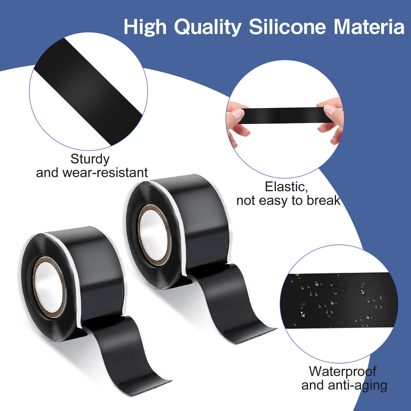 Self-Fusing Silicone Tape 1 Inch x 10Ft - 2 Rolls Waterproof Rubber Repair Tape for Pipe Leaks, Hose Repair & Emergency Fixes - Perfect for Plumbing, Automotive & Outdoor Gear Maintenance