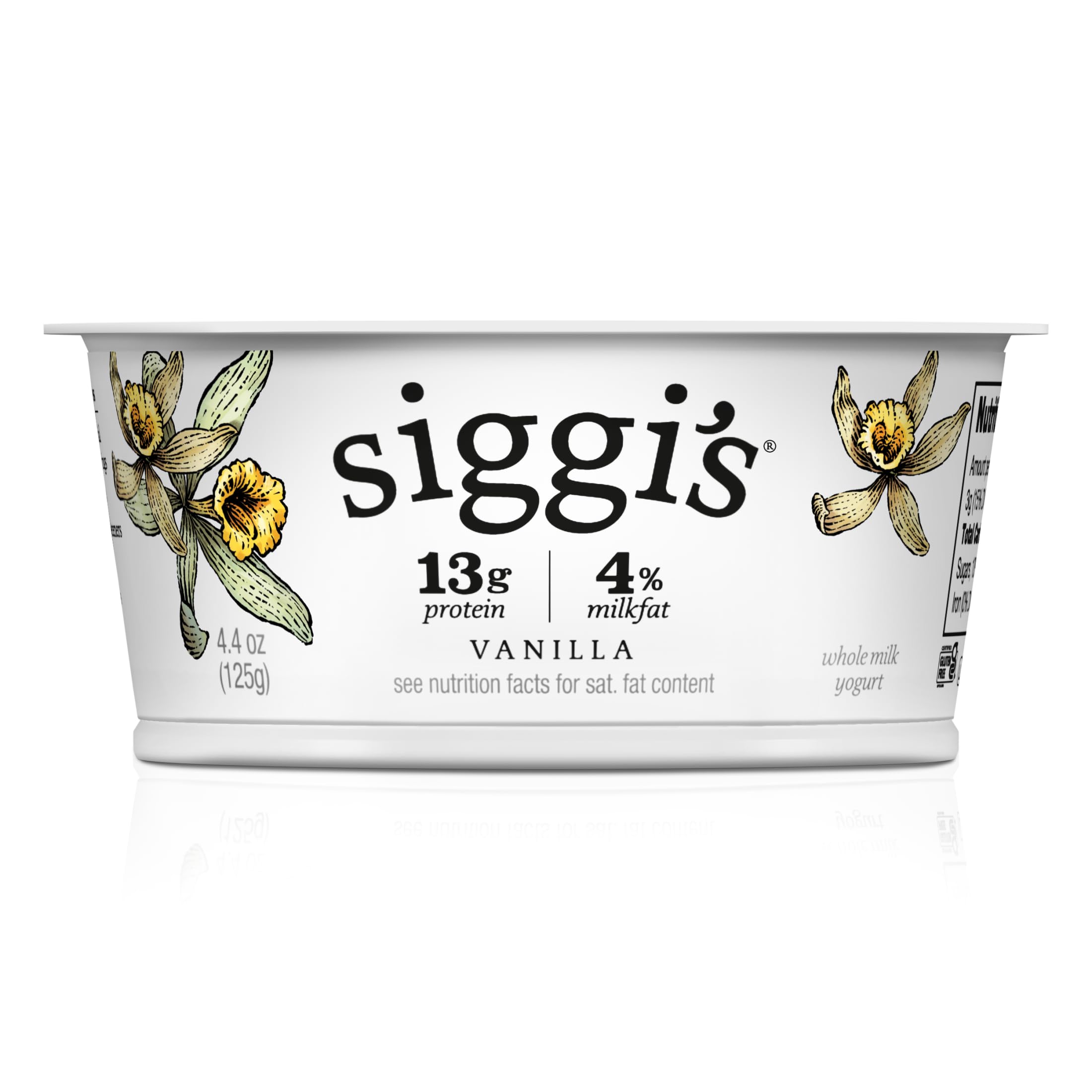 Siggi's Icelandic Strained Whole Milk Vanilla Yogurt, 4.4 oz Single-Serve Cup - High-Protein, Thick Yogurt Snack for Breakfast, Lunch Boxes & Healthy On-the-Go Snacking
