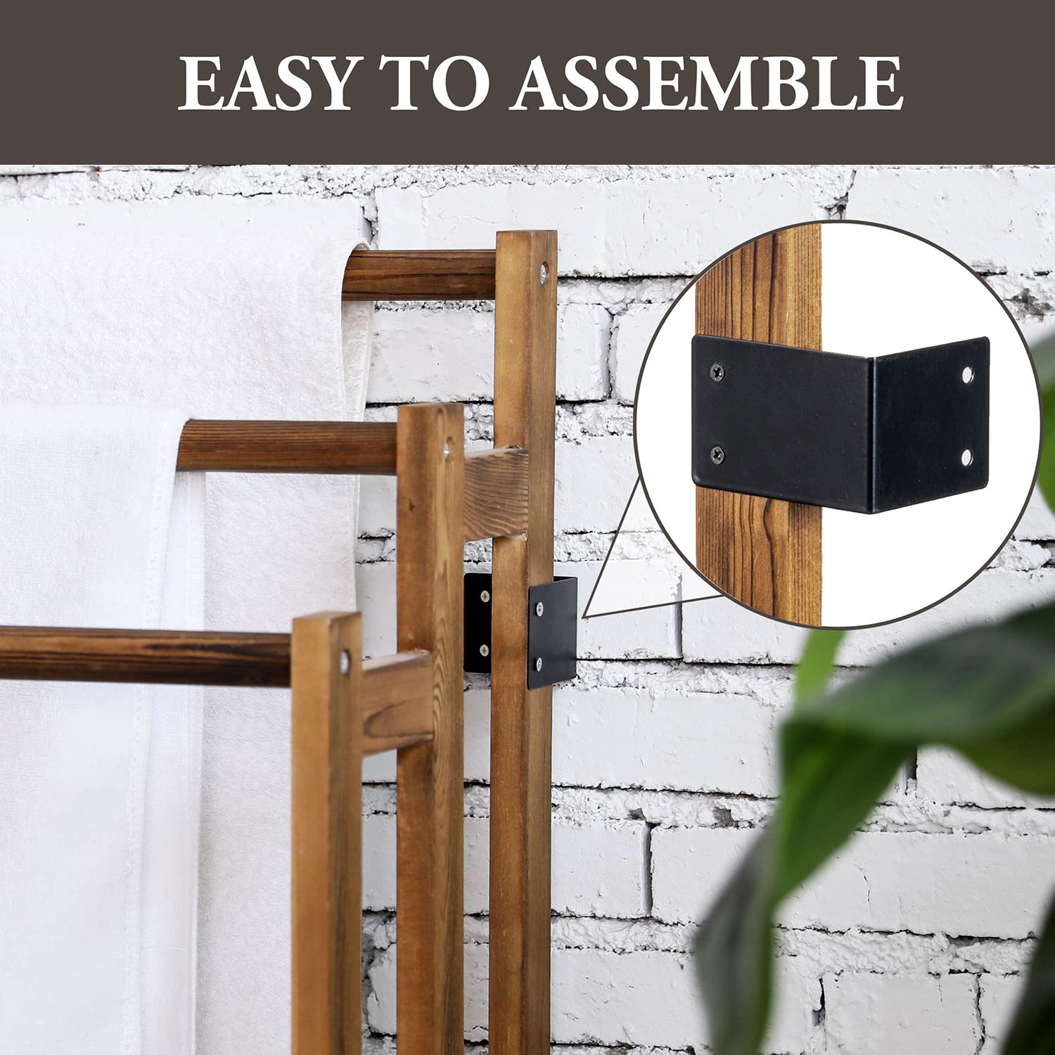 MyGift 3-Tier Freestanding Bathroom Towel Rack - Rustic Dark Brown Wooden Towel Holder with Storage Shelf | Space-Saving Drying Stand for Bath Towels, Robes & Linens | Perfect for Small Bathrooms, Laundry Rooms & Spa Areas