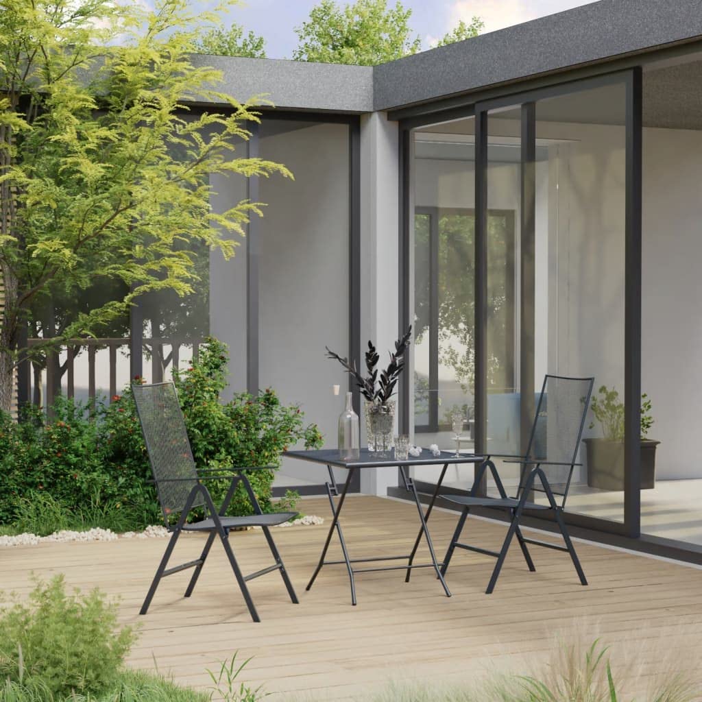3-Piece Steel Patio Dining Set - Anthracite for Backyard & Outdoor Entertaining