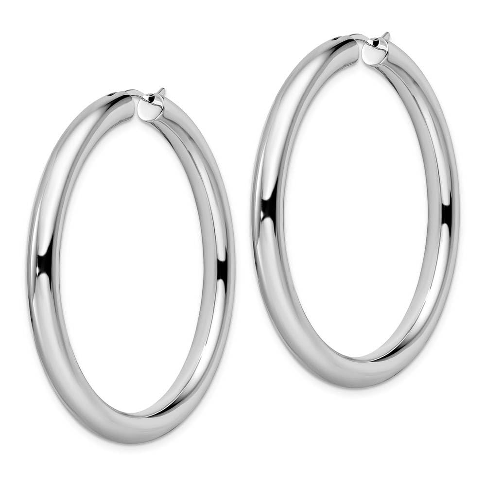 Sterling Silver 5mm Round Tube Hoop Earrings - 55mm (2 1/8 inch) Black Bow Dangle Earrings for Women | Perfect for Parties, Weddings & Everyday Wear