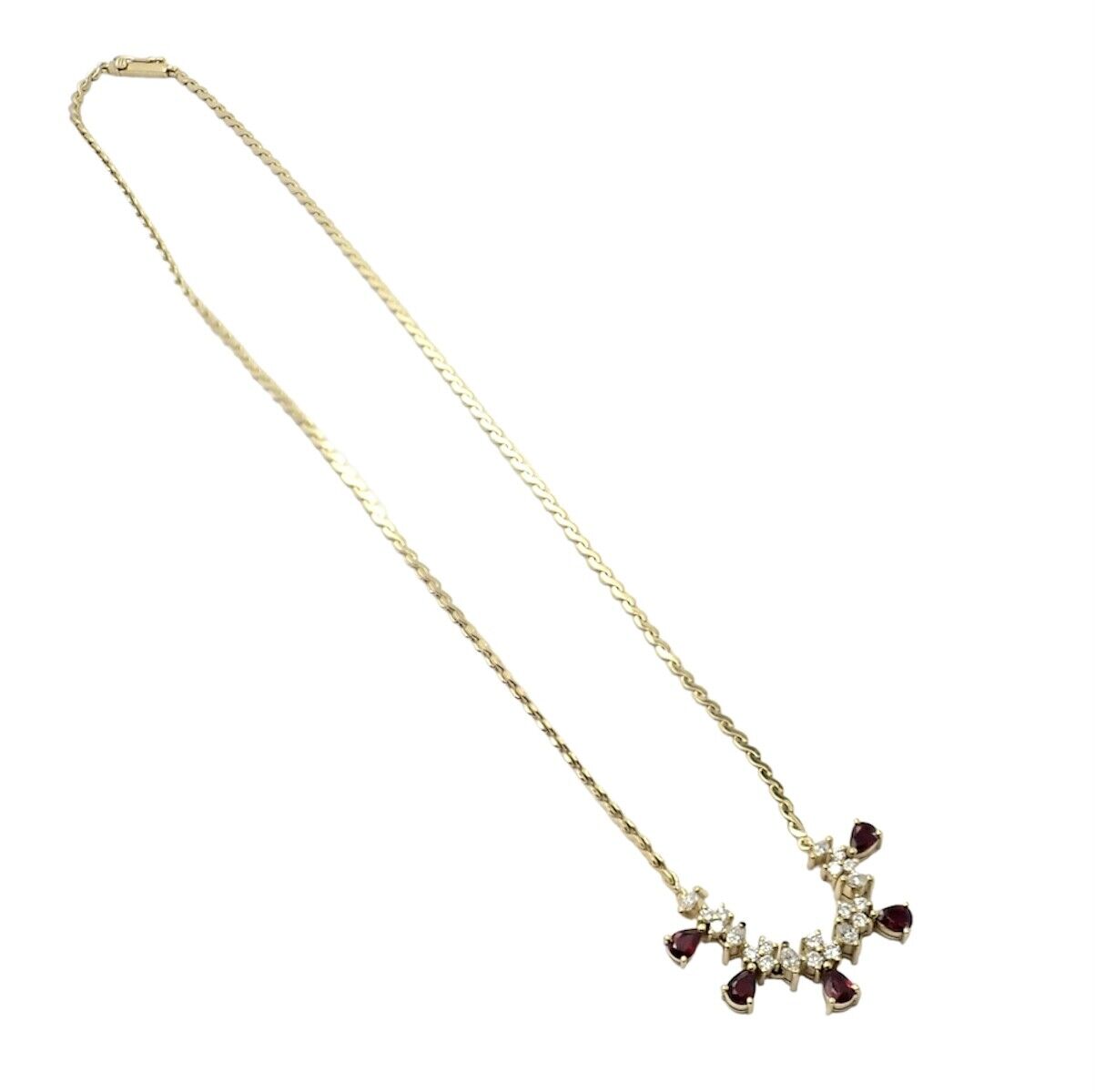 Authentic H. Stern 18k Yellow Gold White Diamond Ruby Pendant Necklace - Luxury Jewelry Gift for Women, Anniversary & Special Occasions