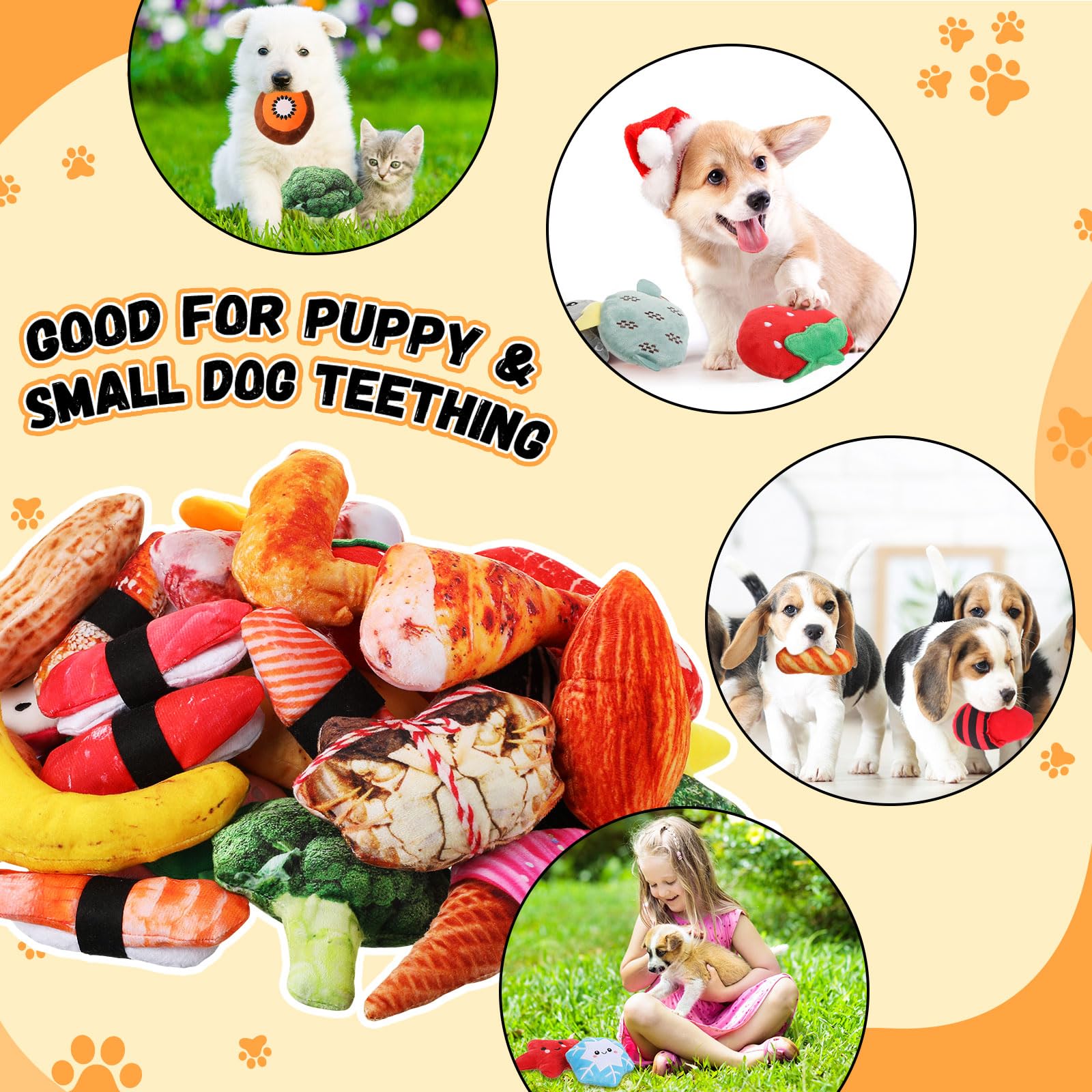 Libima 120 Pack Small Squeaky Dog Toys Bulk - Soft Plush Chew Toys for Puppies & Small Dogs - Teething Relief Pet Toys (120 Styles) - Perfect for Playtime, Training & Dental Care