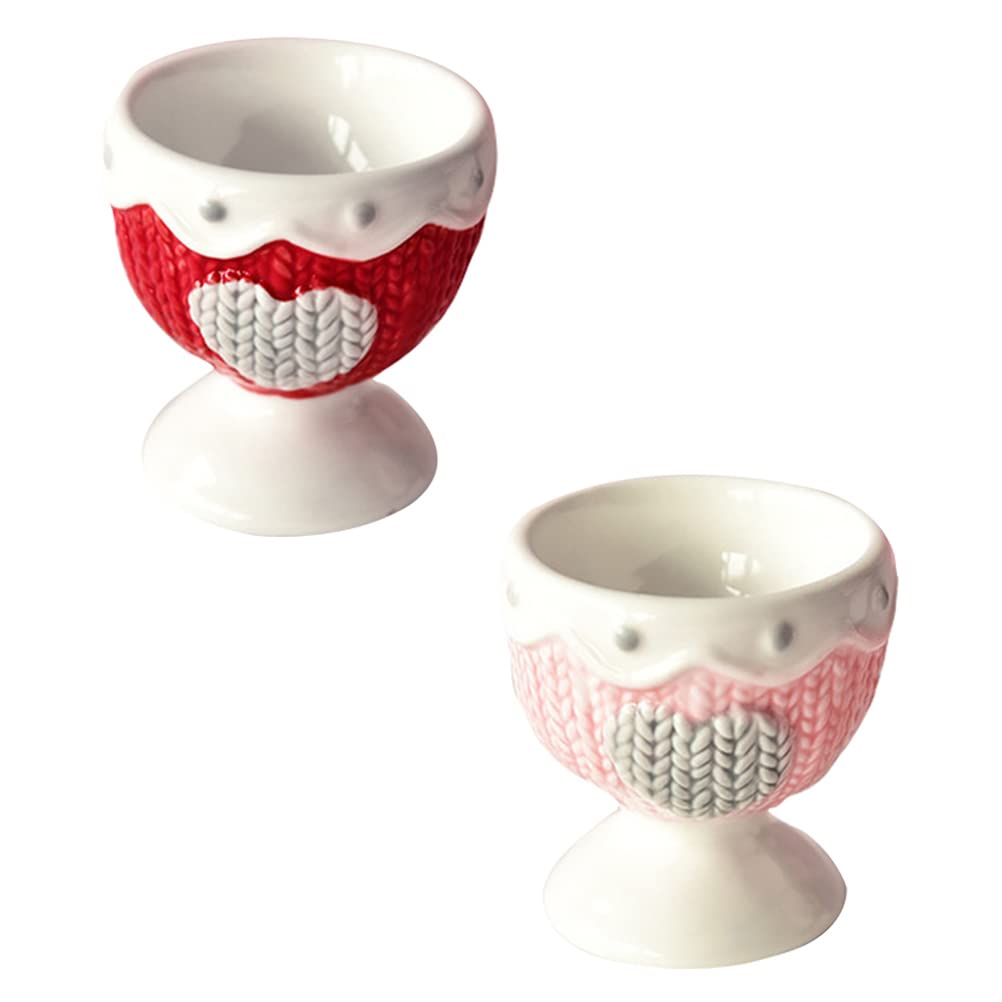 2-Pack Stainless Steel Egg Cups - Elegant Metal Egg Holders for Easter Decor, Kitchen Storage & Table Display - Durable Porcelain Egg Trays for Home, Restaurant & Party Serving