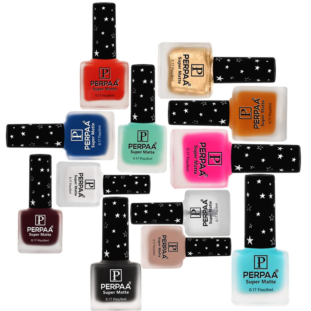 PERPAA® Super Matte Quick-Dry Nail Polish Set - 12 Long Lasting Chip Resistant Nail Paints for Women (6ml Each, Multi-Color Combo No.3) - Perfect for Daily Wear, Parties, and Special Occasions