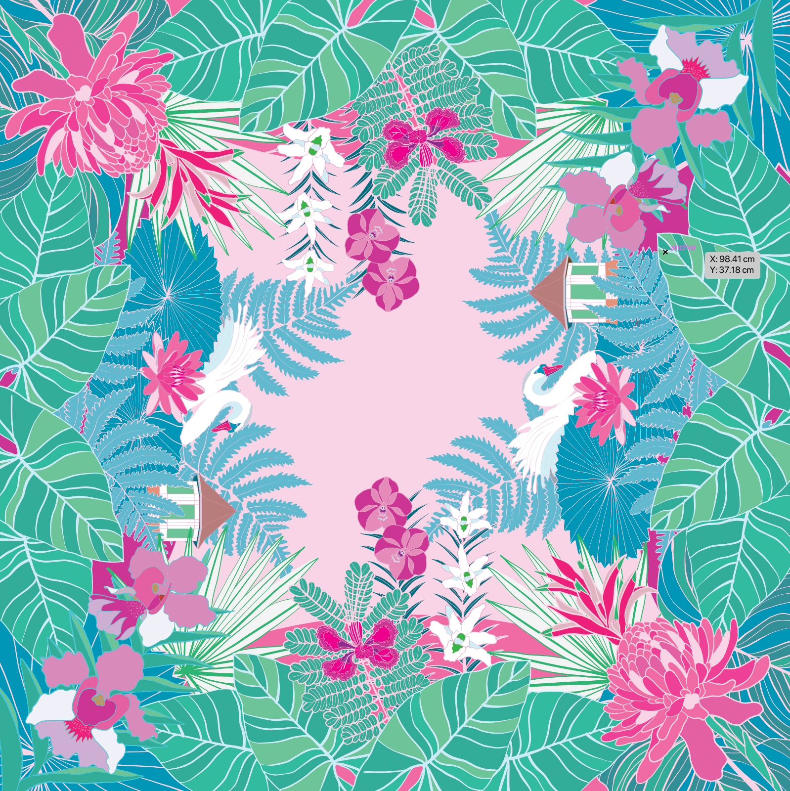 Botanic Splendour Premium Silk Scarf - Luxury Floral Print Fashion Accessory for Women, Elegant Gift for Mother's Day & Special Occasions