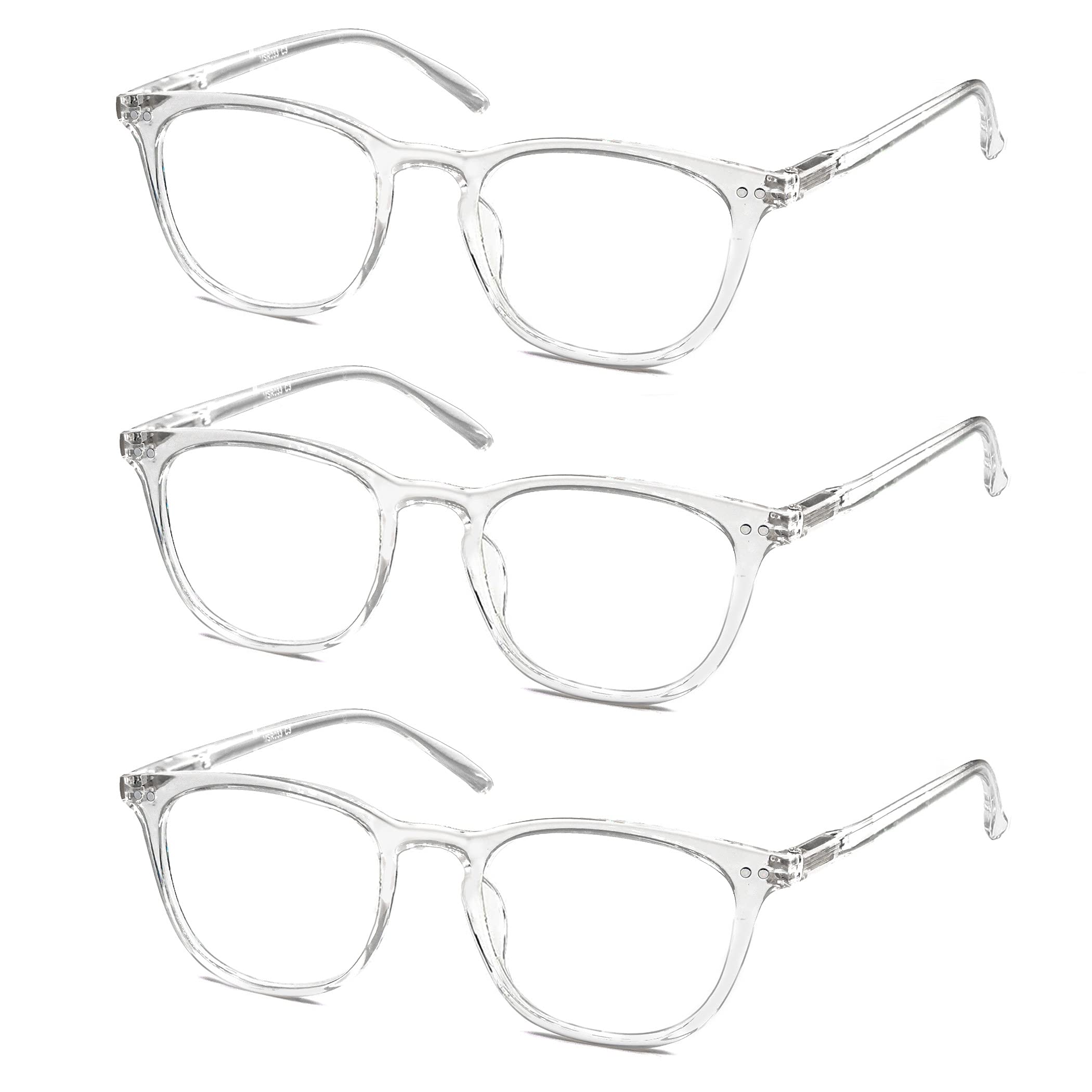 3 Pack Stylish Oval Reading Glasses for Women & Men - Flexible Spring Hinge +2.00 Strength Readers - Perfect for Reading, Crafts & Computer Work