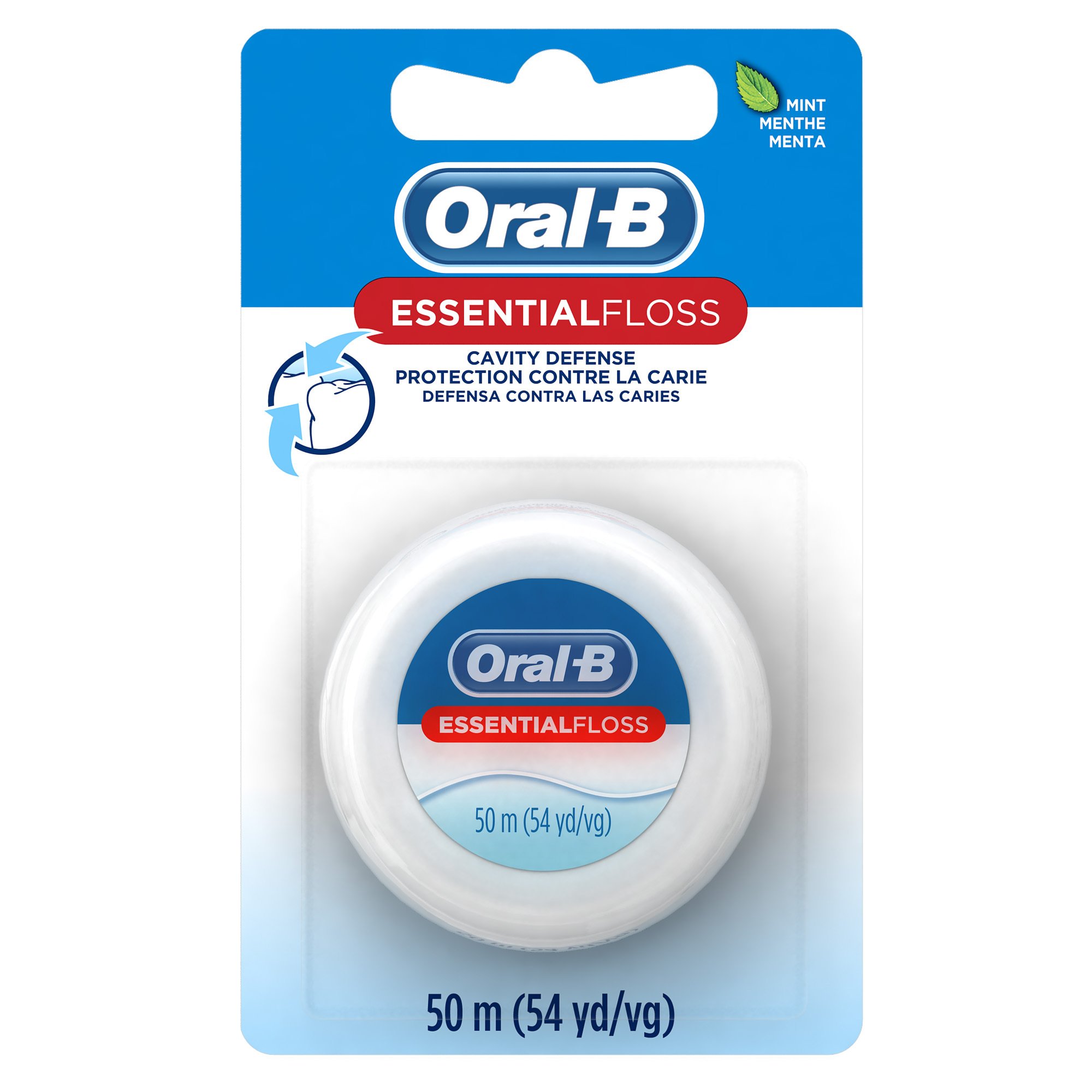 Oral-B Essential Waxed Dental Floss, Mint Flavor, 54 Yards (Pack of 24) - Gentle & Effective for Daily Oral Care, Perfect for Travel & Home Use